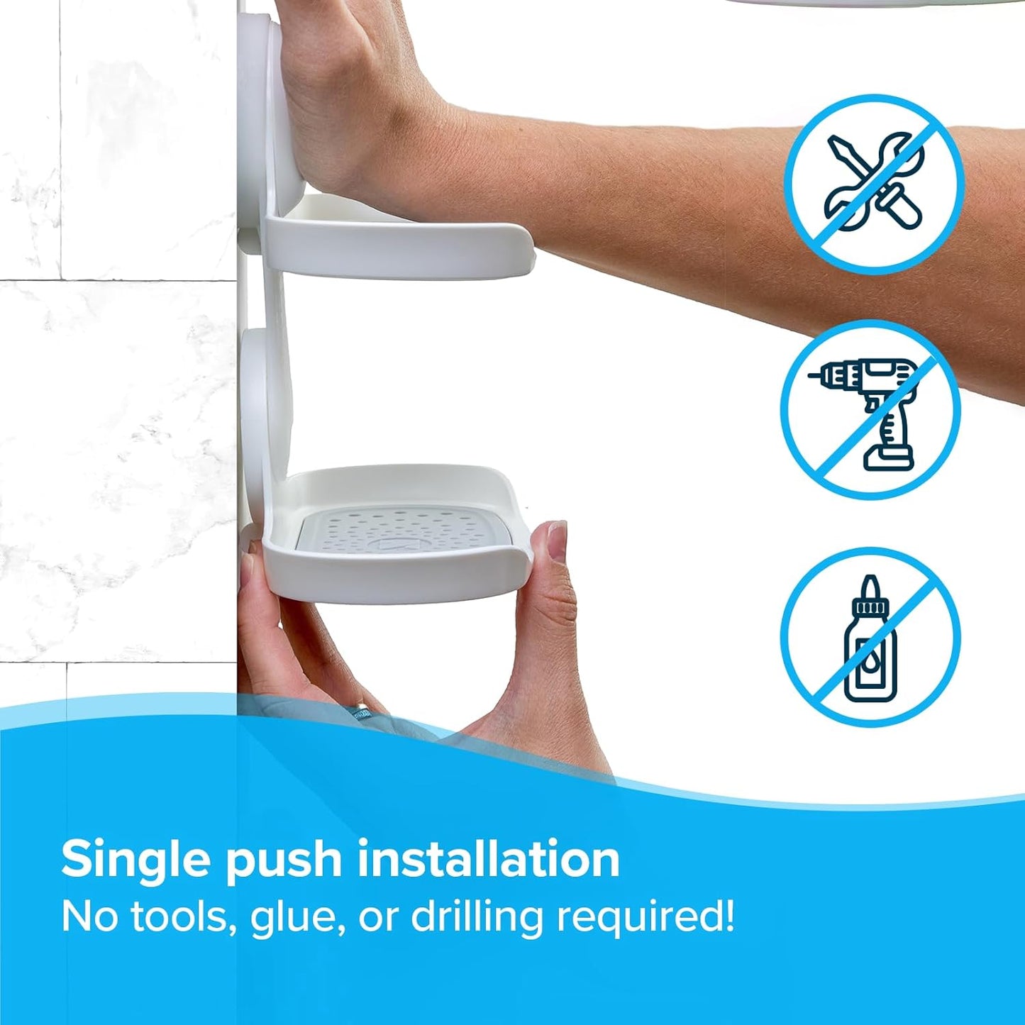 SlipX Solutions Double Soap Saver, Strong Hold Suction Cup Soap Holder, Must Have Universal Kitchen & Bathroom Shower Accessories, No Drilling, No Tools, Rust-Proof, Removable, White