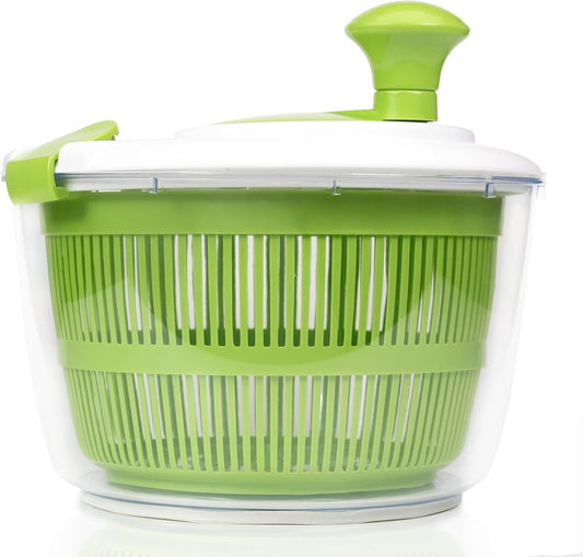 DoubleWave 5L Salad Spinner | Lettuce Spinner with Double Drainage Holes | Easy Fruit Spinner And Strainer for Washing, Spinning & Draining Fruits & Vegetables | BPA-Free & Easy to Clean