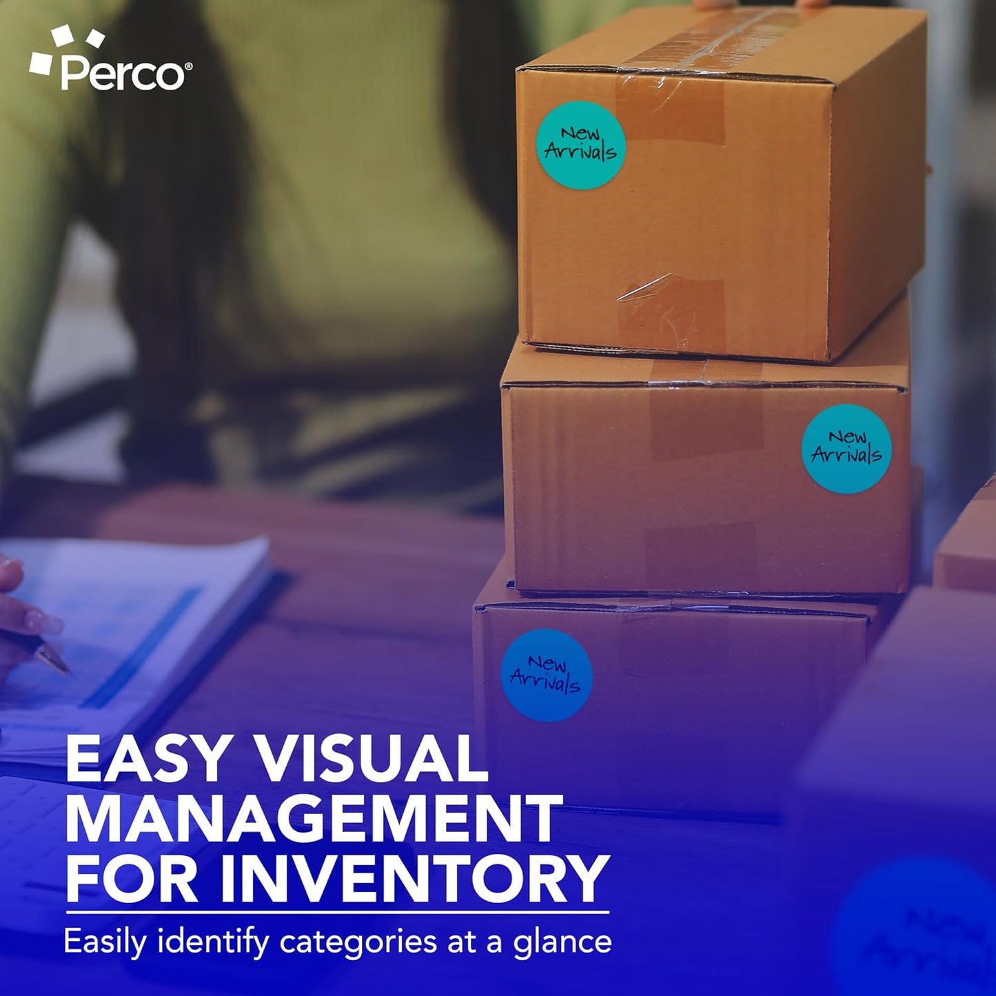 Perco Teal 3-Inch Round Circle Dot Sticker Labels with Easy Peel Perforation - 500 Labels per Roll - Strong Adhesion, Vibrant Colors for Organizing, Crafting & More - Made in USA