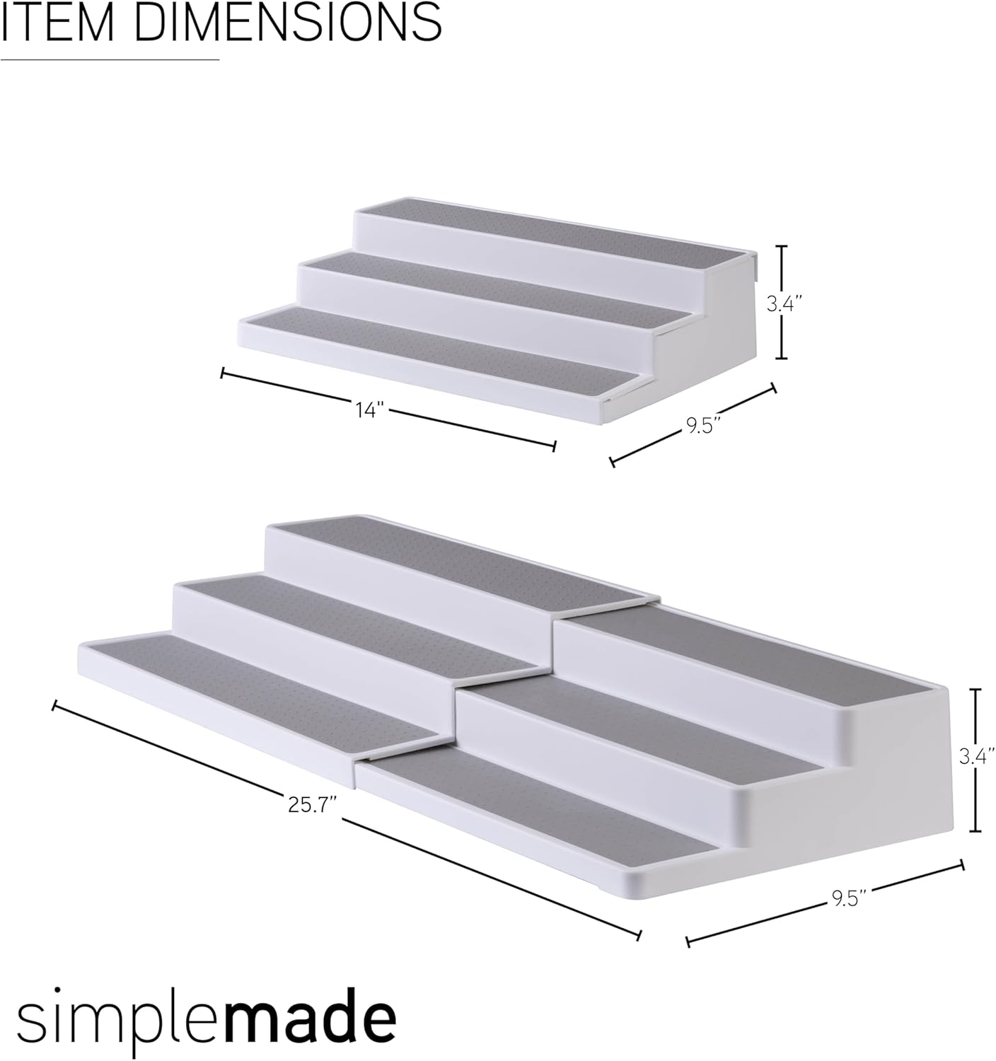 SIMPLEMADE 3-Tier Spice Rack Organizer - Versatile Storage Shelf for Kitchen, Bathroom, Bedroom & Office, Set of 1, White