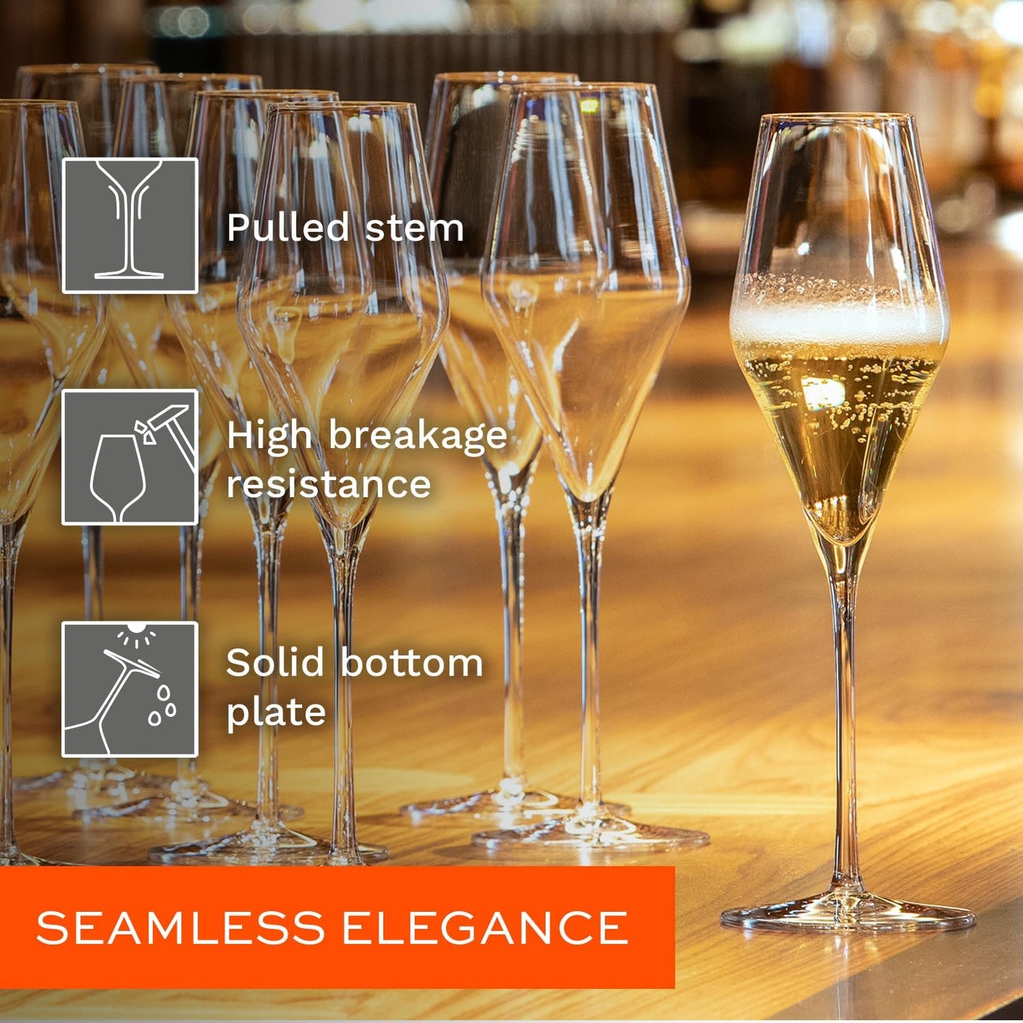 Stölzle Lausitz Set of 4 Glass Champagne Flutes (QUATROPHIL). Dishwasher Safe Lead-Free Crystal Champagne Glasses (10.25Fl oz) Break-Resistant Mimosa Glasses, Mimosa Flutes - Genuine Stölzle Glassware