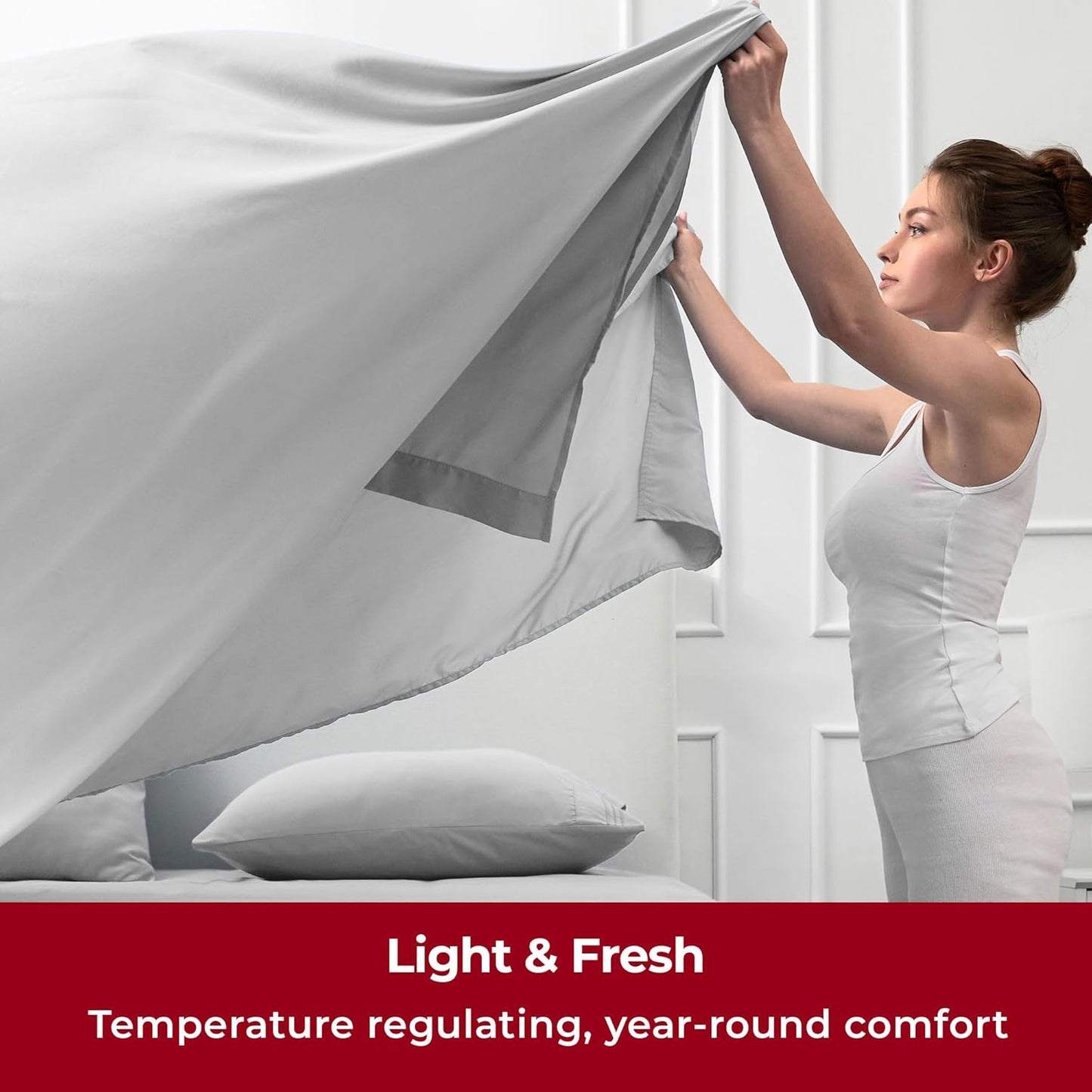 Mellanni Twin Sheets Set - 3 PC Iconic Collection Bedding - Hotel Luxury, Extra Soft, Cooling Bed Sheets - Wrinkle, Fade, Stain Resistant (Twin, Light Gray)