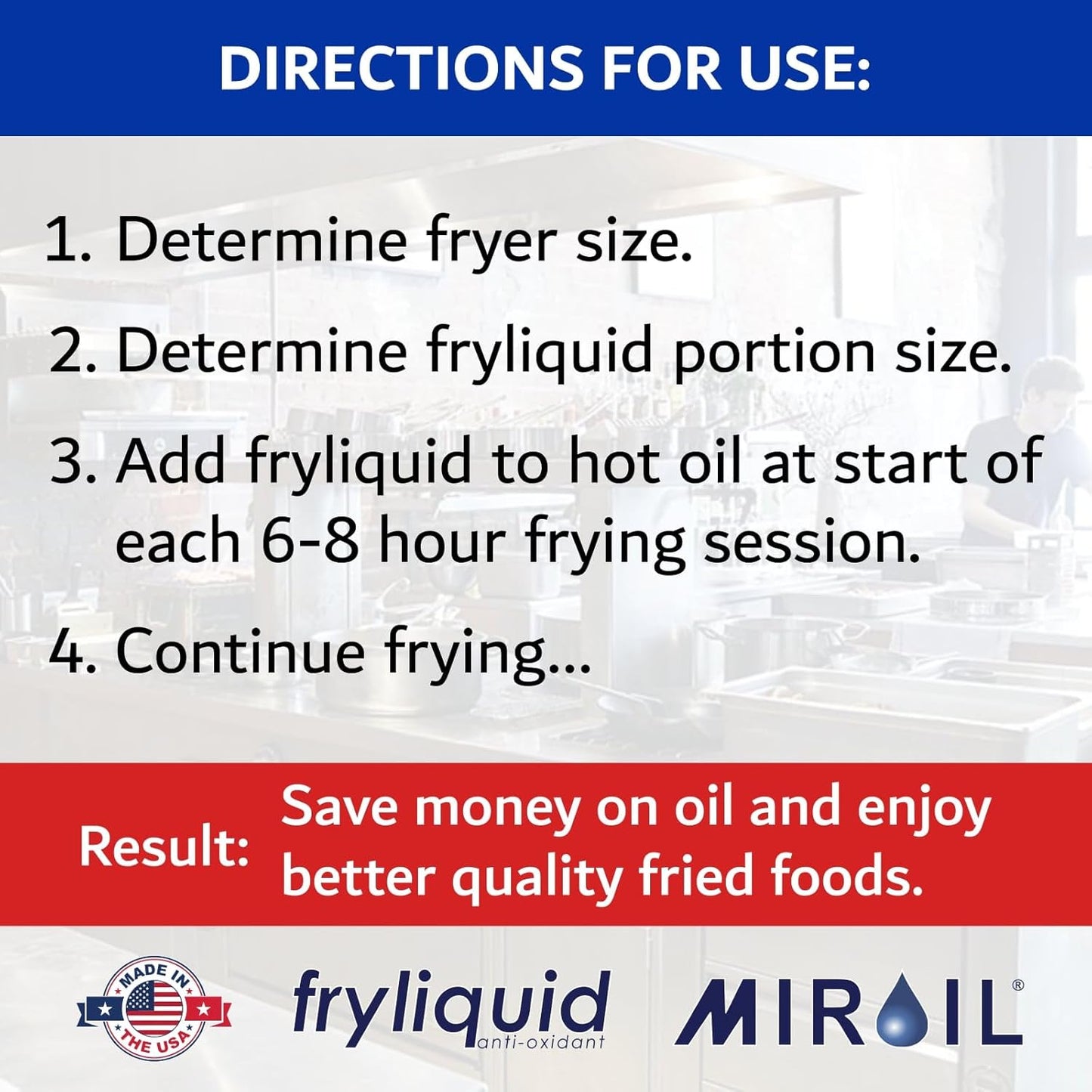 12 x 1 Liter Bottle FryLiquid by MirOil, Antioxidant & Removes Unhealthy Fats, Prevents Breakdown, Vitamin Therapy & Extends Deep Fryer Oil Life for Donut Shops, Restaurants, Food Truck & Food Service