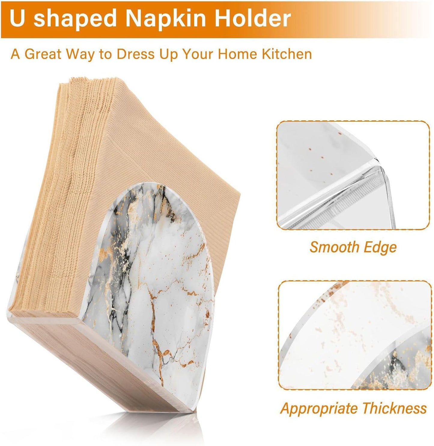 Marble Napkin Holder for Table Paper Napkins Holder Acrylic Tissue Dispenser Kitchen Dining Room Bathroom Party Car Decor