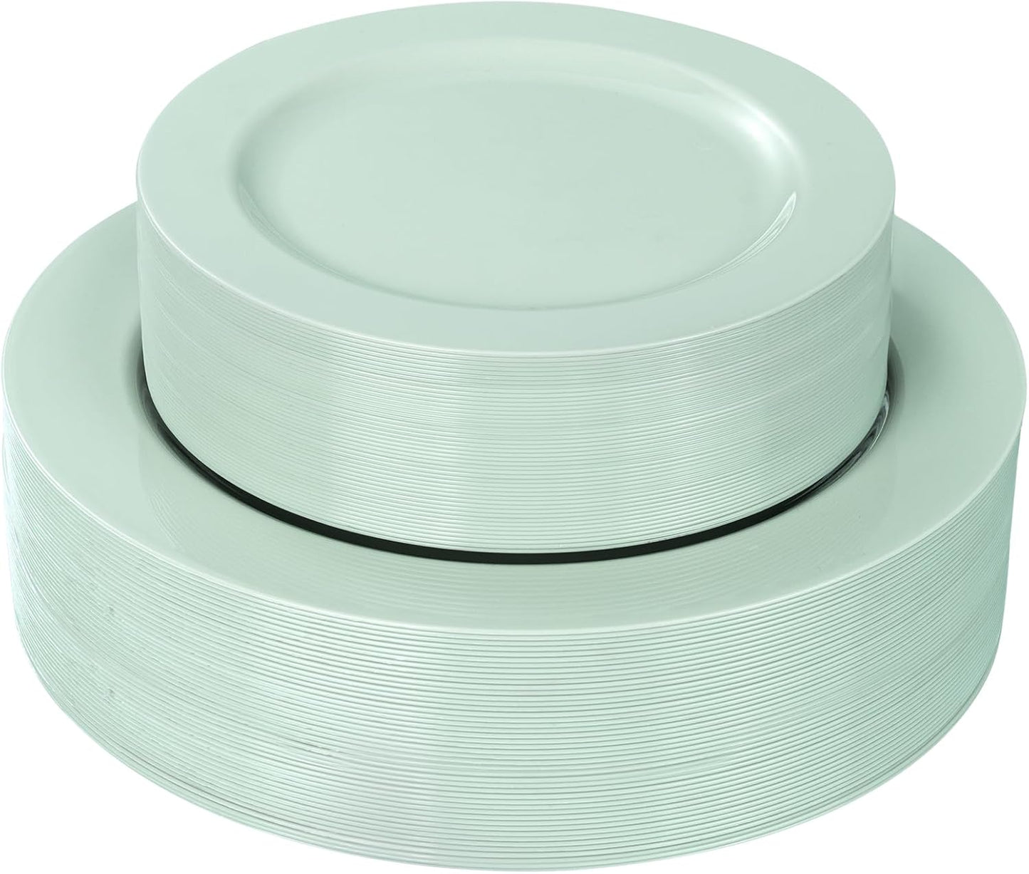 FLOWERCAT 60PCS Sage Green Plates - Heavy Duty Plastic Plates Disposable for Party/Easter - Include 30PCS 10.25inch Sage Green Dinner Plates and 30PCS 7.5inch Dessert Plates