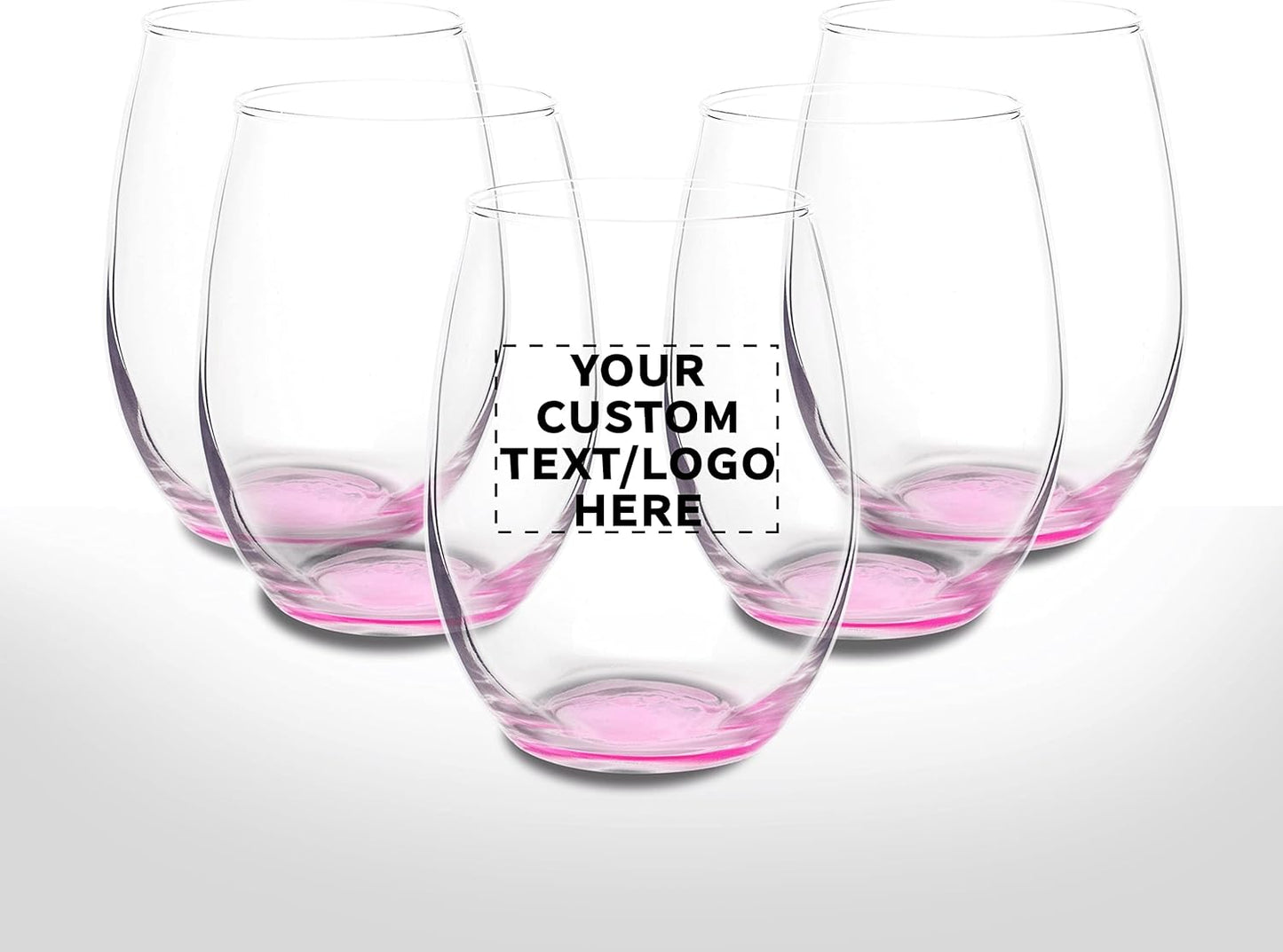 DISCOUNT PROMOS Stemless Wine Glasses in Bulk by ARC Perfection, 15 oz, 10 pack, Red or White Wine Glass Set, Pink