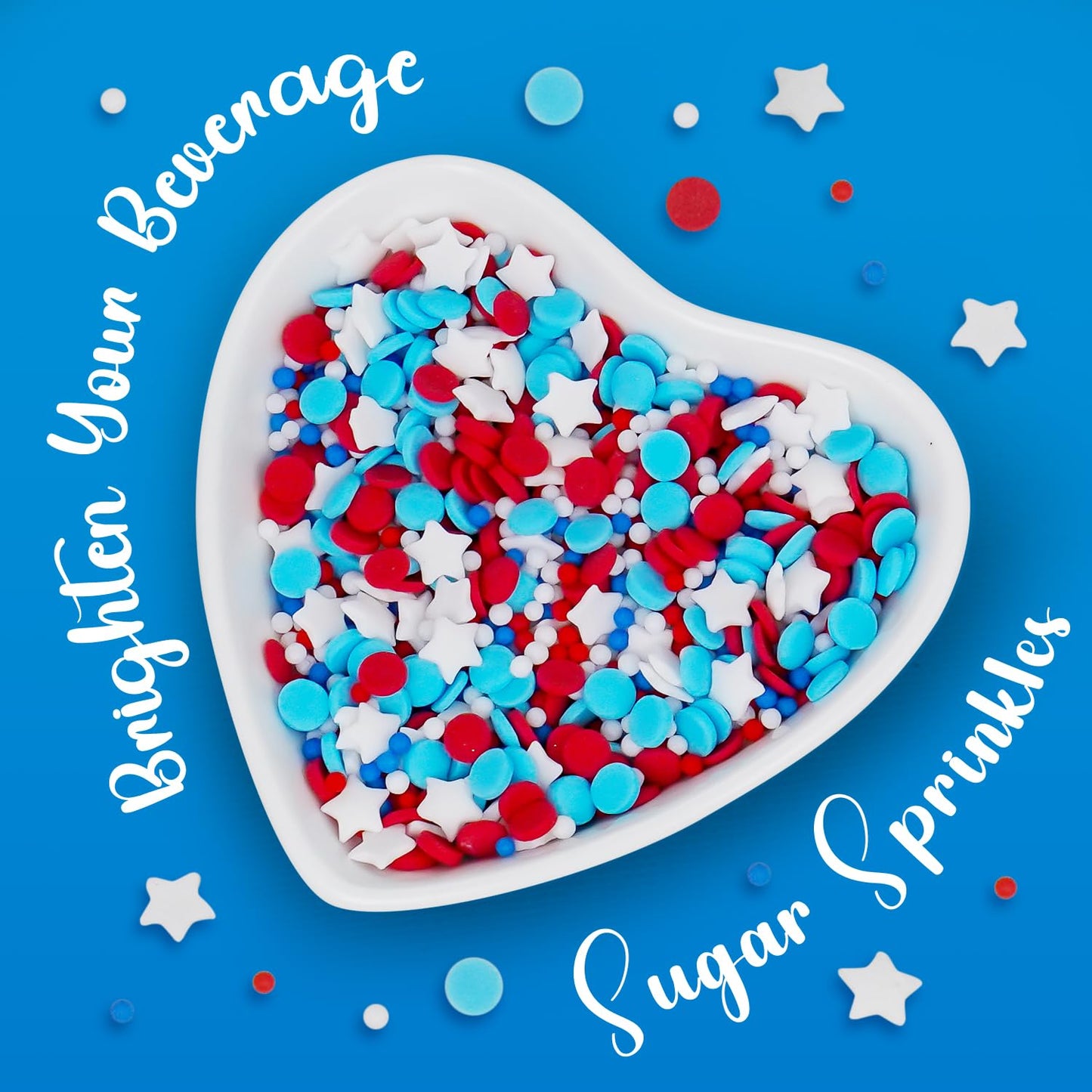 4th of July Sprinkles, Red White and Blue Sprinkle, Patriotic Sprinkles for Cake Decorating, Edible Nonpareils, Perfect for Baking, Cupcake Decorations, Ice Cream Toppings, 150g/5.29oz