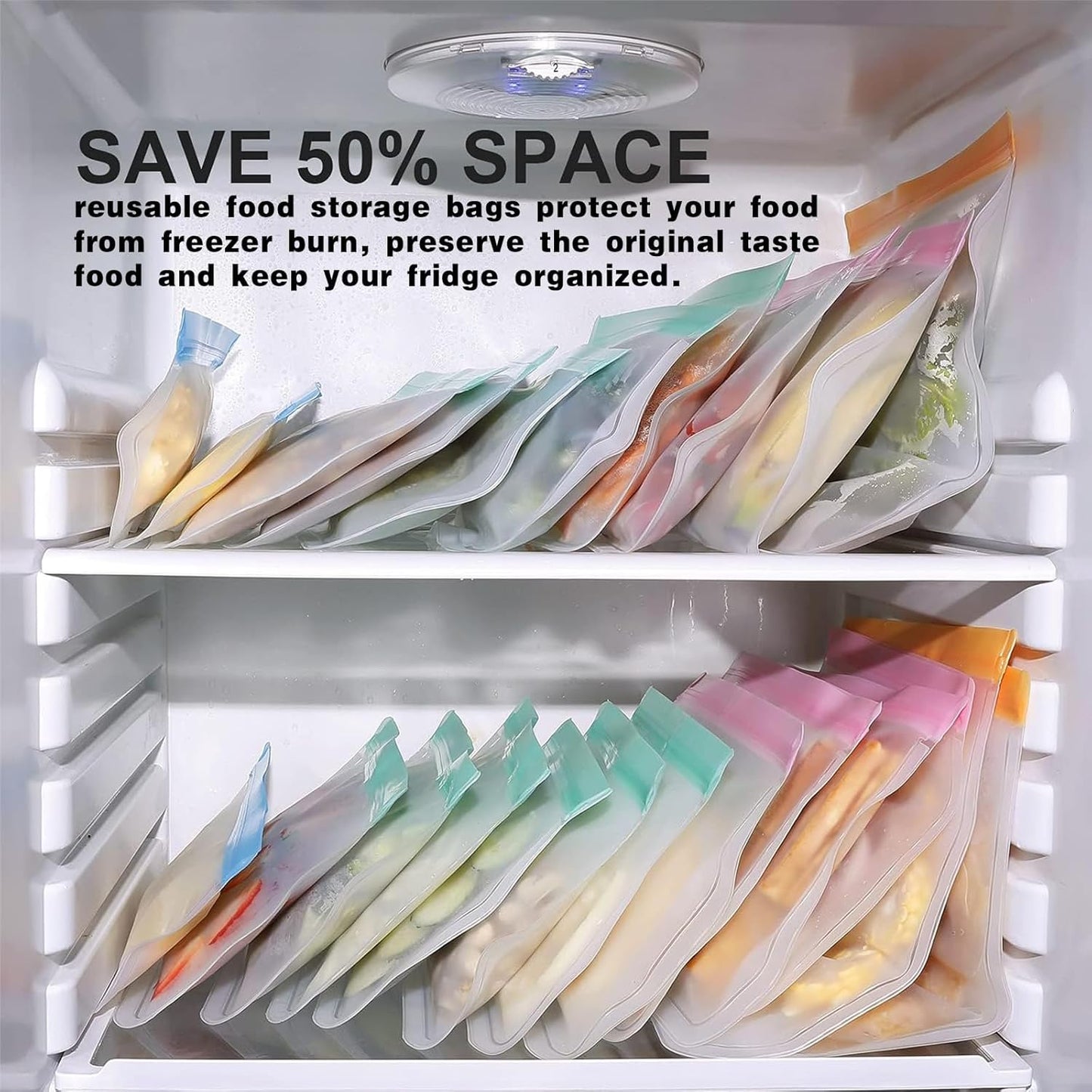 12 Pack Reusable Food Storage Bags Dishwasher Safe, Silicone Extra Thick Leak-proof Reusable Freezer Bags for Candy, Snack, Cereal, Travel Items, Home Organization