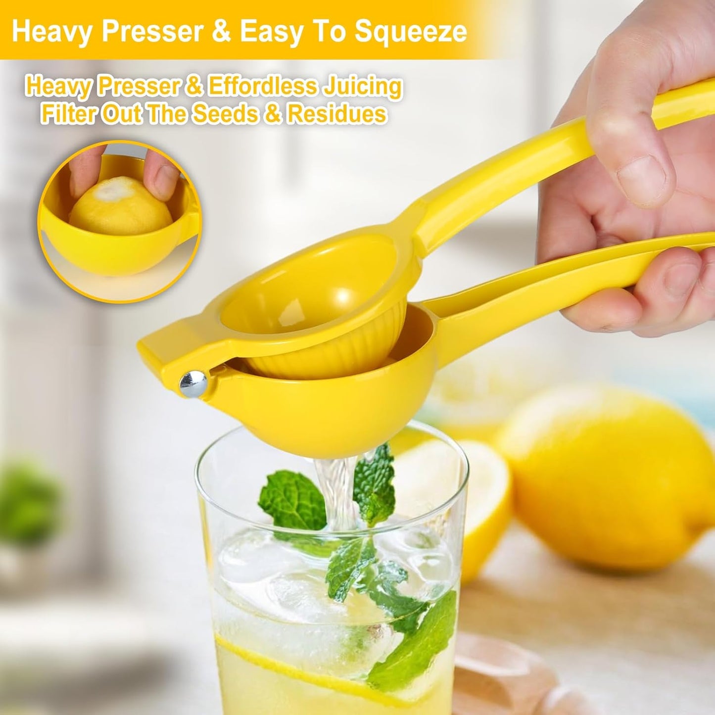 TEZZ Lemon Squeezer, Premium Large Heavy Duty Handhelp Juicer for Lemon, Metal Hand Press Citrus Juicer, Lime Squeezer Bar Tool, Manual Citrus Press
