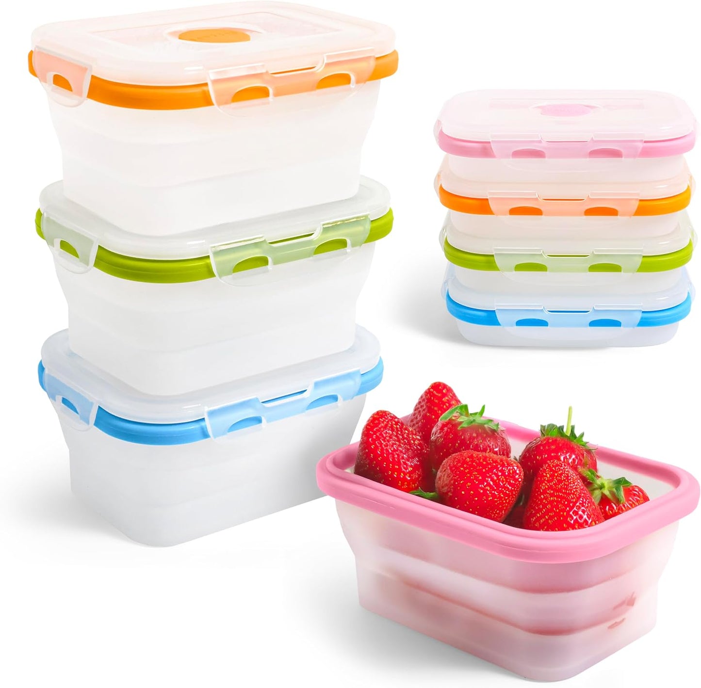 Small Collapsible Silicone Containers, Perfect for Snacks, Travel, Space-Saving Storage, Set of 4