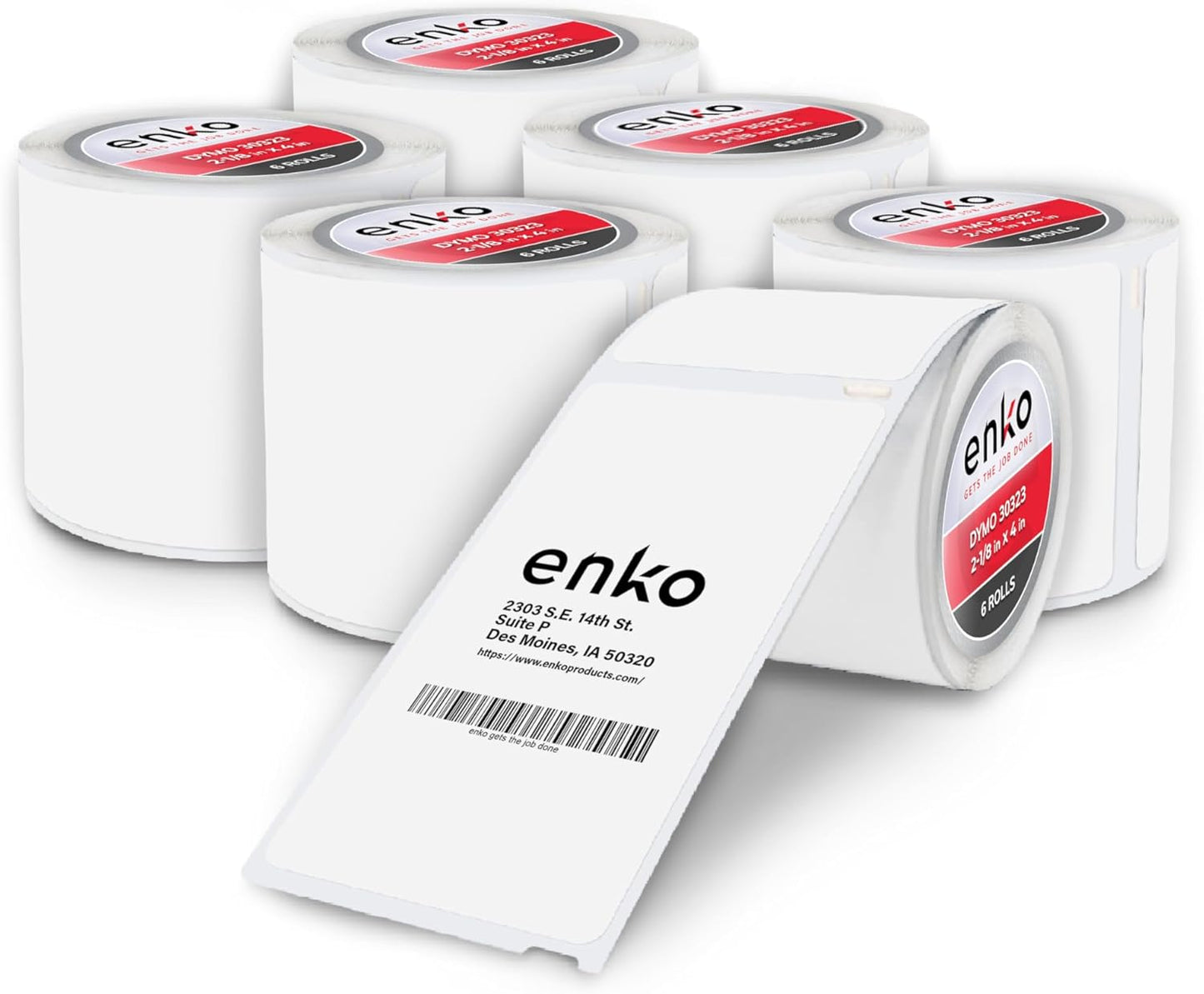 enKo (6 Rolls, 1320 Labels) Address & Shipping Labels 30323 (2-1/8 x 4") Compatible for Dymo LabelWriter