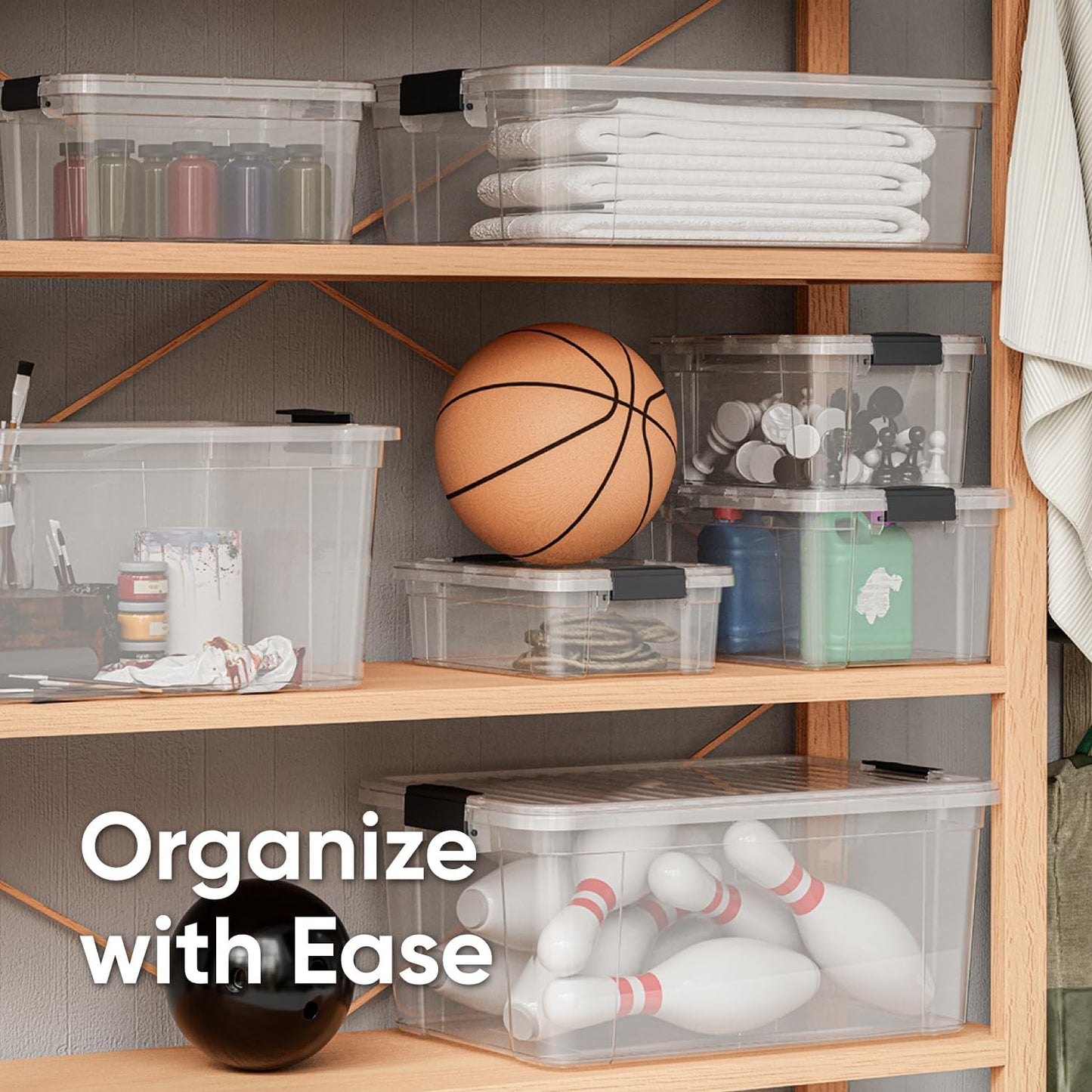 Superio Storage Bins with Lids - Clear Boxes for Organizing, Stackable Plastic Containers - BPA Free, Non-Toxic, Odor Free, Organizer for Home, Office, Dorm(4 Pack, 11 Qt)