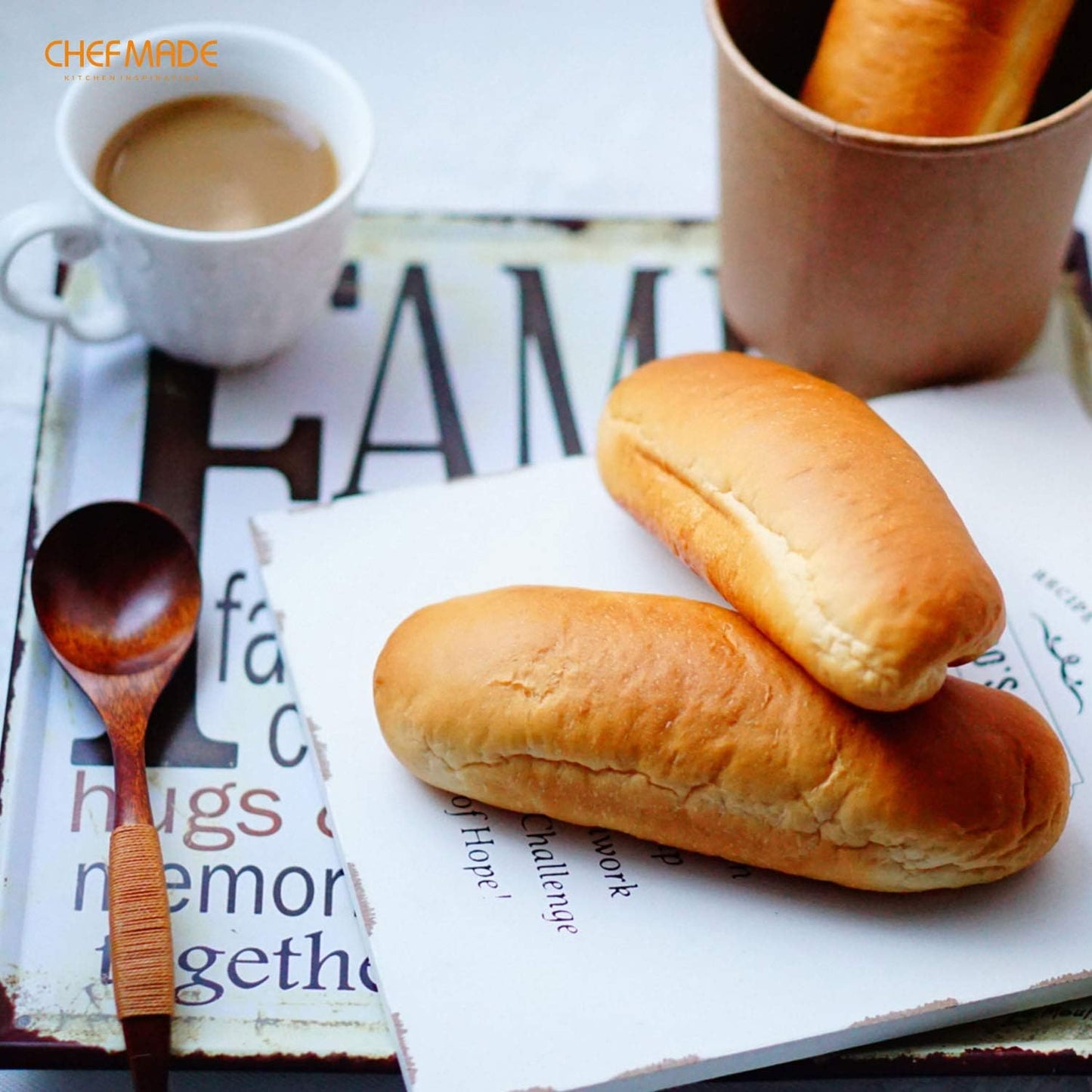 CHEFMADE Mini Loaf Pan Set, 7-Inch 4Pcs Non-Stick Hotdog-Shaped Bread and Cake Bakeware for Kitchen Baking (Champagne Gold)