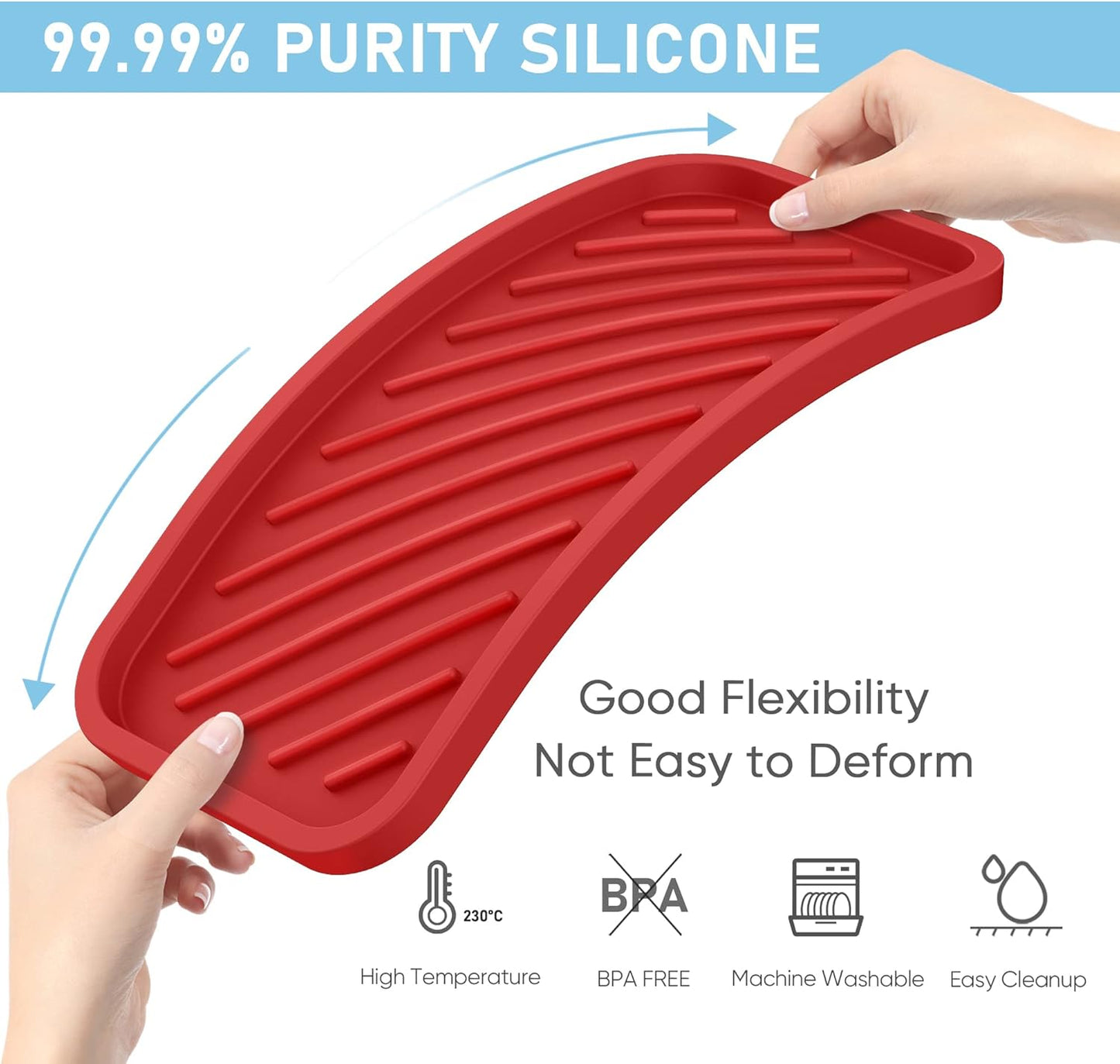 EG-SIPRO Silicone Sponge Holder, Large 10" Kitchen Sink Organizer Tray, Sponge Caddy for Bathroom Counter, Dish Soap for Scrubber, Soap Dispenser, Scouring Pad