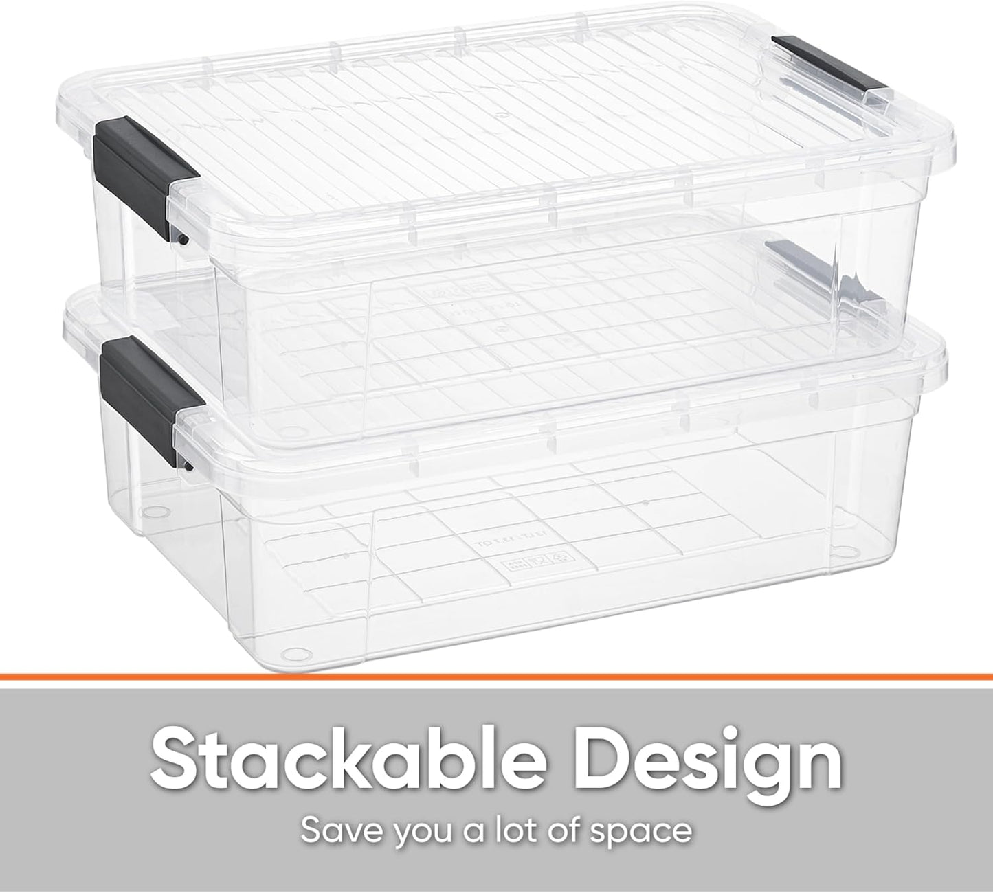 Superio Storage Bins with Lids, Clear Plastic Containers for Organizing, Stackable Totes, BPA Free, Odor Free, Organizer Boxes for Home, and Dorm (2 Pack, 13.7 Qt)