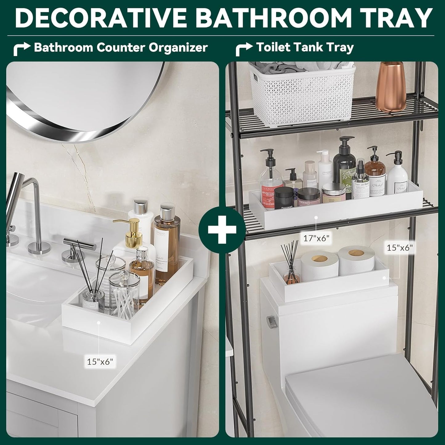 Bamboo Drawer Organizer, Cutlery Silverware Organizer for Kitchen Drawer, Stackable Utensil Organizer, 2 Pcs Flatware Organizer for Drawer, Wooden Storage Box Tray (White, 12 X 6 X 2 Inch)