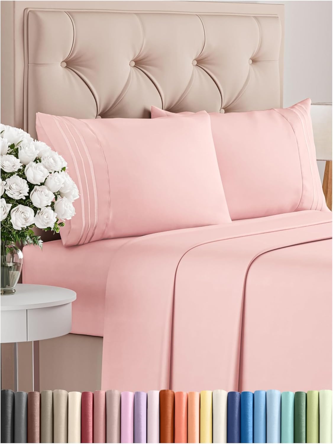 King Size 4 Piece Sheet Set - Comfy Breathable & Cooling Bed Sheets Set - Hotel Luxury Bedding for Women, Men, Kids, Teens, Boys & Girls - Deep Pockets, Ultra-Soft, Wrinkle Free - Oeko-Tex - Baby Pink