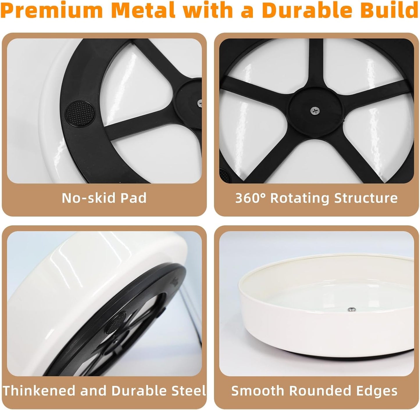 Metal Lazy Susan Organizer, 10 Inch Anti-Rust Turntable for Cabinet, Kitchen, Dining Table, Bathroom – Rotating Spice Rack, Spinner Storage, Round Carousel Organizer for Countertop White