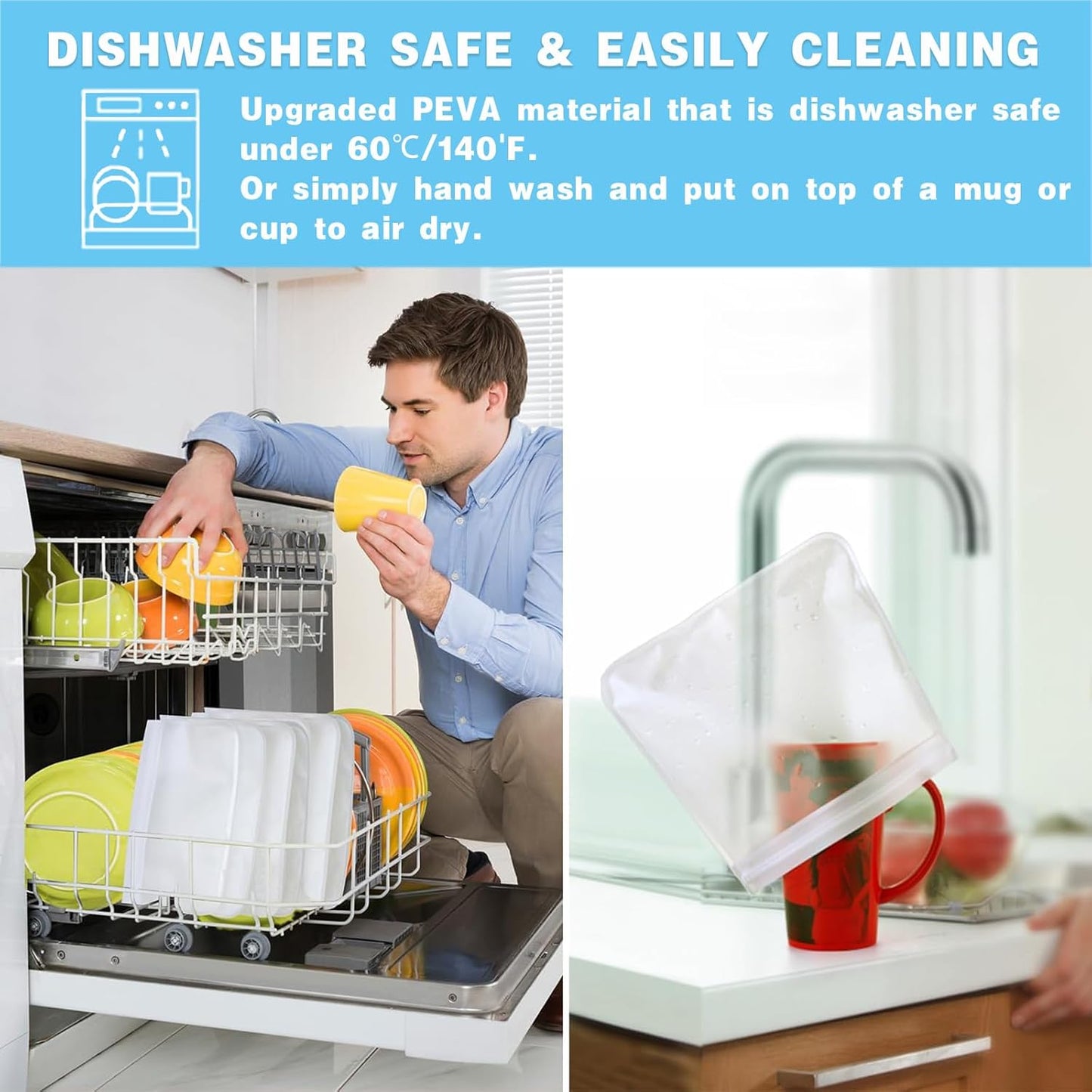 Reusable Snack Bags Dishwasher Safe,10Pack Reusable Bags Silicone Extra Thick Leak-proof Reusable Freezer Bags for Candy, Snack, Cereal, Travel Items, Home Organization（Orange）