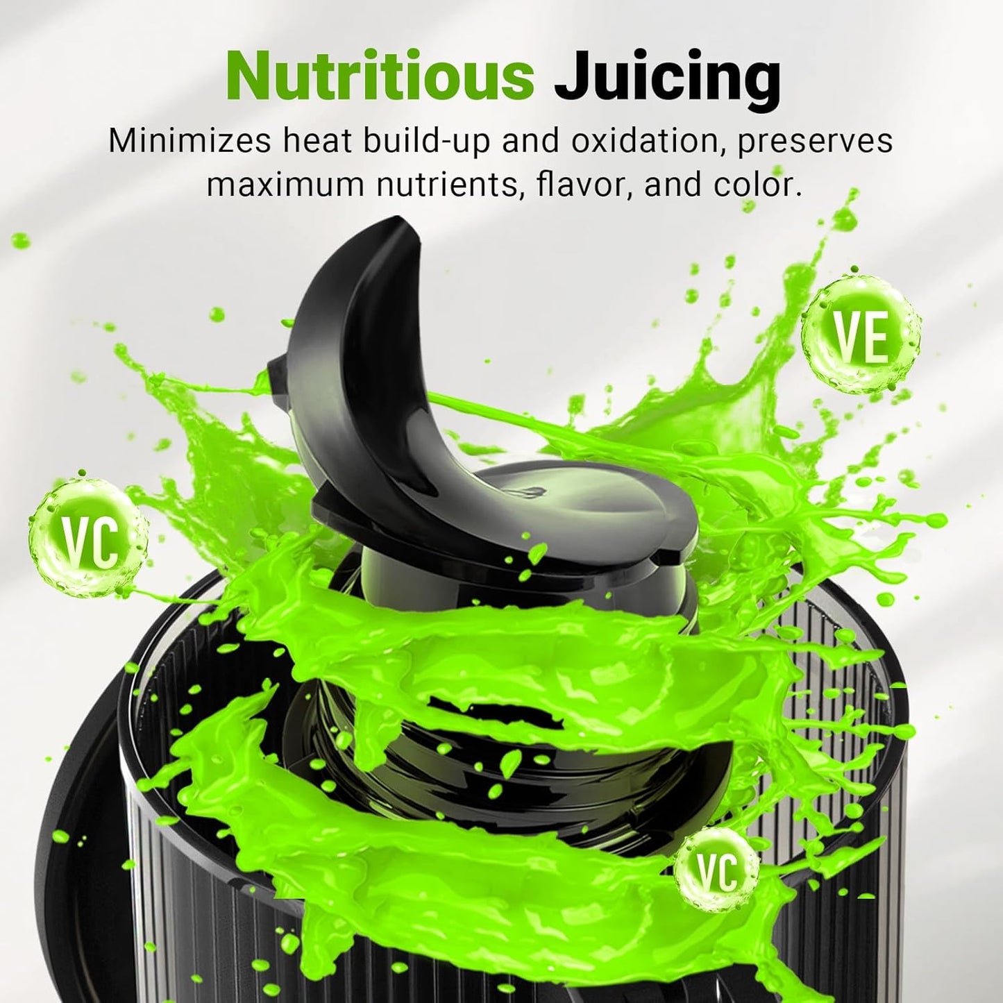 Ventray Cold Press Juicer, 5.1'' Extra Large Feed Chute Slow Masticating Juicer Machine for Whole Vegetables & Fruits, 250w, High Juice Yield, Easy to Clean with Brush, Great for Batch Juicing