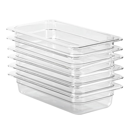6-Pack 1/3 Size Food Pan 2.5 Inch Deep BPA Free Polycarbonate Food Storage Containers Stackable Clear Hotel Pan for Buffet Party Supplies Dishwasher Freezer Safe