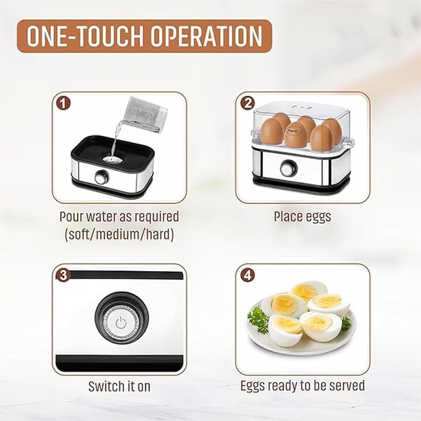 Sunny Side Master Egg Cooker, Smart Egg Cooker with Auto Shut, Multi-Function 6-in-1 Stainless Steel Electric Rapid Egg Cooker for Home Use (1)