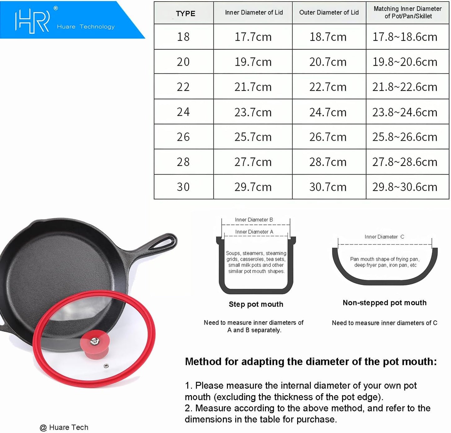 Silicon Glass Lid for Pot,Pan,Skillet Fits 12"(30CM) Cookware Silicon lid Dishwasher Safe, Replacement Lid Vented Tempered Glass with Heat Resistant Silicone Rim By HR Huare Technology, Red,1 Pack