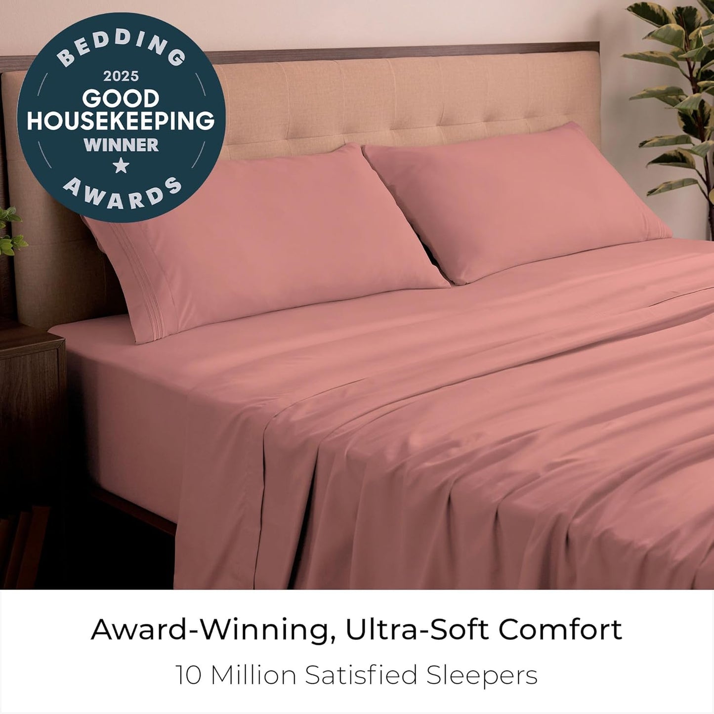 Mellanni California King Sheets Set - 4 PC Iconic Collection Bedding - Hotel Luxury, Extra Soft, Cooling Bed Sheets - Wrinkle, Fade, Stain Resistant (Cal King, Coral)