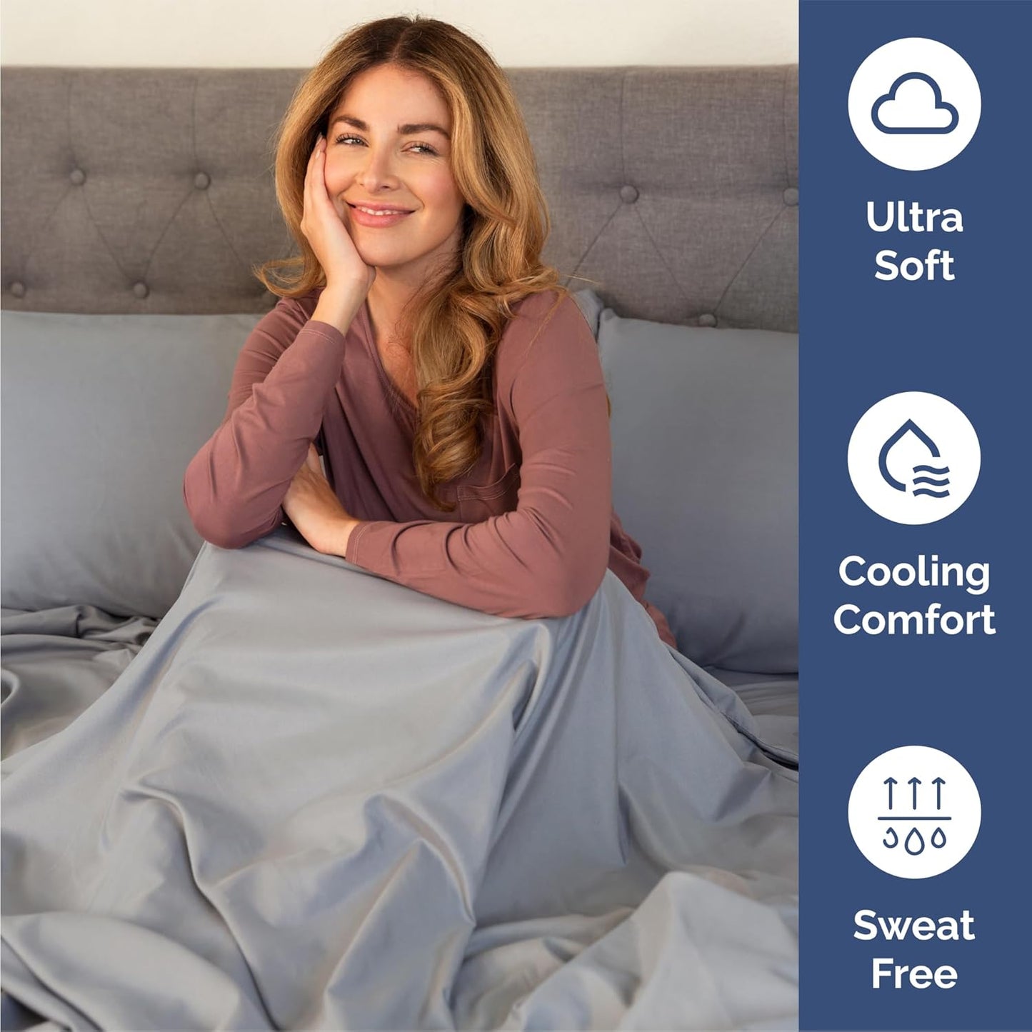 Queen Size 4 Piece Sheet Set - Comfy Breathable & Cooling Bed Sheets Set - Hotel Luxury Bedding for Women, Men, Kids, Teens, Boys & Girls - Deep Pockets, Soft and Wrinkle Free - Oeko-Tex - Steel Blue