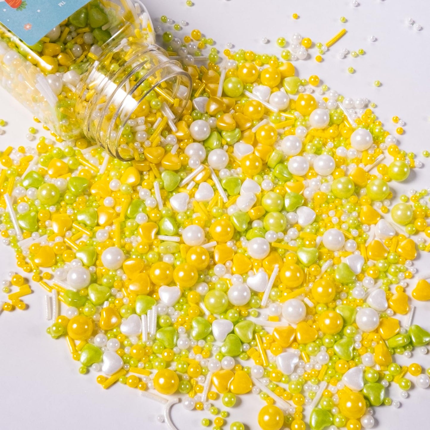 Cobakey Easter Sprinkles for Cookies 4.23 Ounce Spring Sprinkles for Baking Yellow & Green Edible Heart Perfect for Easter Cake Decorations, Baking, Ice Cream, Cookies, Cupcake Topper