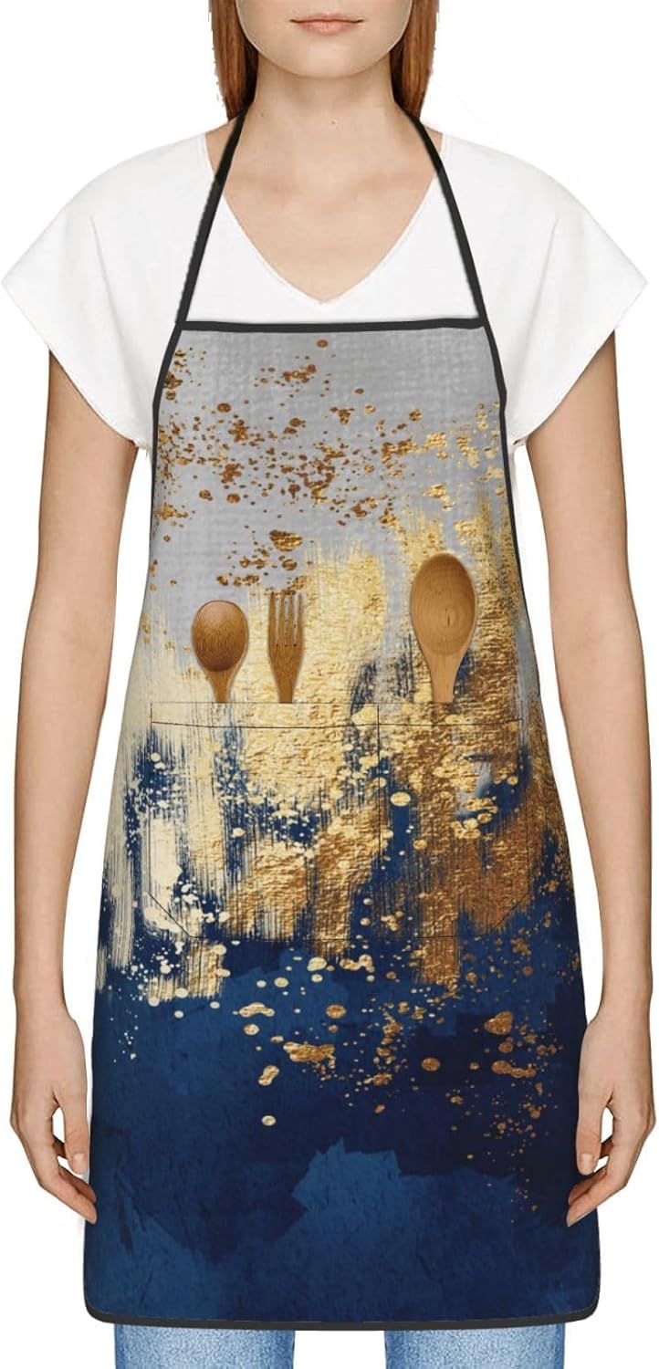 Women Men Bib Aprons Chef Cooking Aprons with Pockets for Kitchen Cooking BBQ Baking Grilling