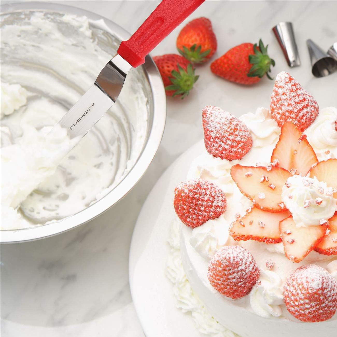 Offset Spatula set of 3 Red 6 8 & 10 Inch Cake Frosting Angled Icing Spatula for Decorating