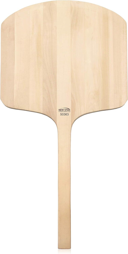 New Star Foodservice 536181 Restaurant-Grade Wooden Pizza Peel, 19" L x 18" W Plate, with 17" L Wooden Handle, 36" Overall Length…