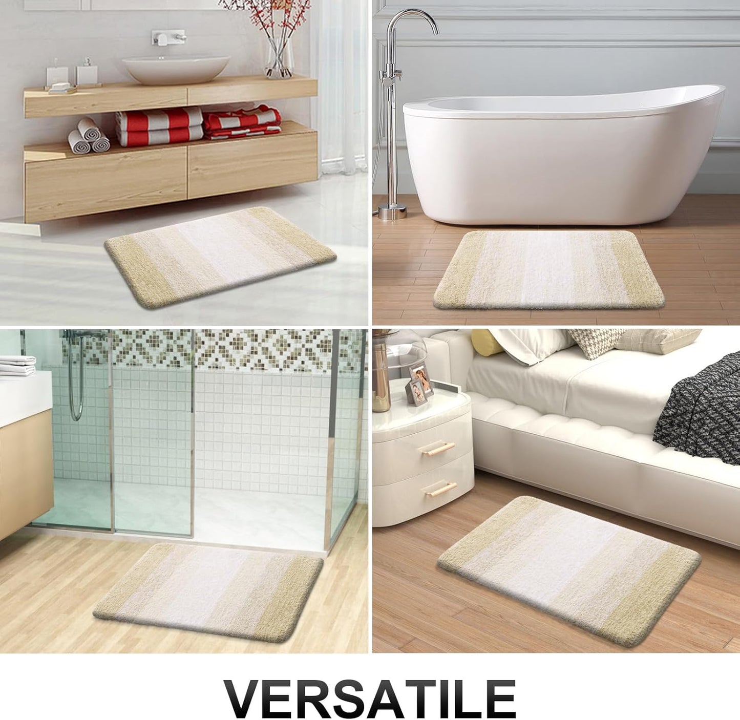 OLANLY Bathroom Runner Rugs 44x24, Extra Soft Absorbent Microfiber Bath Rugs, Rubber Backing, Quick Dry, Washable Bath Mats for Bathroom Floor, Tub and Shower, Home Decor Accessories, Light Beige