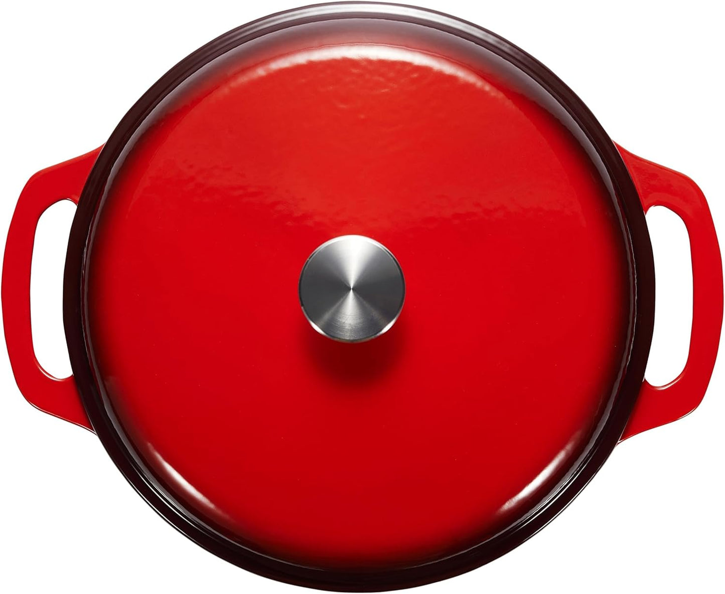 Amazon Basics Cast Iron Dutch Oven Pot with Lid, Enameled, Round, Dual Handles, Heavy-Duty, Small, 4.3-Quart, Red