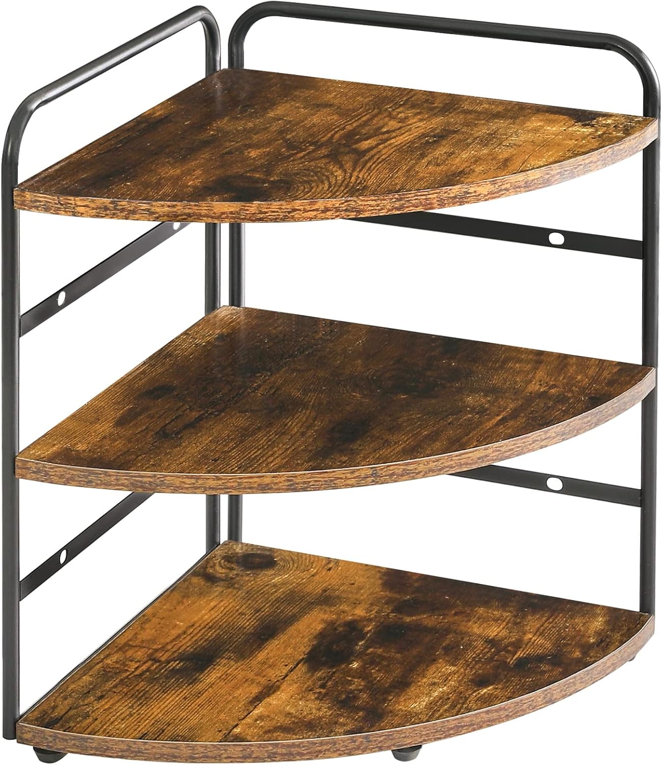 IBUYKE Corner Shelf, Kitchen Counter Organizer, Bathroom Vanity Trays, 3-Tier Spice Rack for Small Spaces,Cosmetic Storage Perfume Holder, Adjustable Height, Rustic Brown,TWJ002H