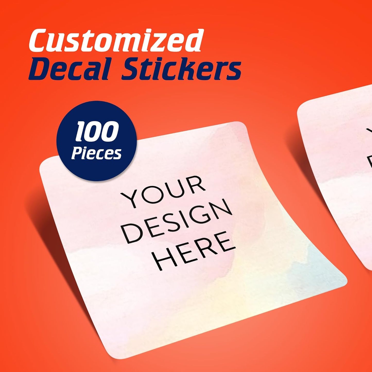 100 Custom Vinyl Stickers - Upload Your own Image, Text, Design, Logo - Personalized Logo Labels for Handmade, Packaging, Bottle, Jars, Candle, Brand Stickers (Watercolor Square, 2x2)