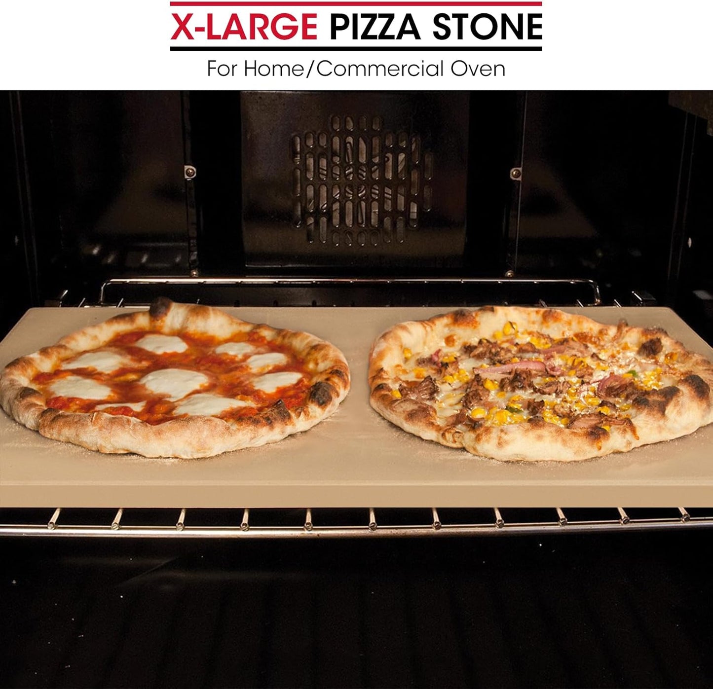 Unicook Extra Large Pizza Stone 24" x 12" x 0.6" for 36"/48" Ovens, Rectangular Baking Stone, Ideal for Baking Crispy Pizzas, Bread and Cookies, Weighs 12 lbs, Does Not Fit 30" Compact Ovens