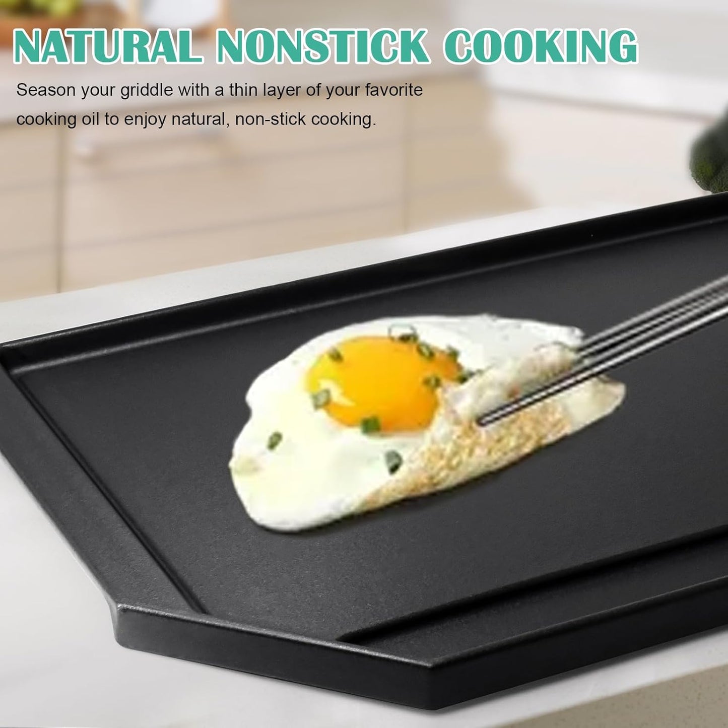 JXGRIDL236 Cast Iron Griddle Replacement for GE Gas Stove Top, JGP5036SLSS, PGP7036SLSS PGP9036SL1SS PGP7036SL1SS PGP9036SLSS, GE Cafe CGP70362NS1, 5 Burner Griddle Plate Flat Cooktop.