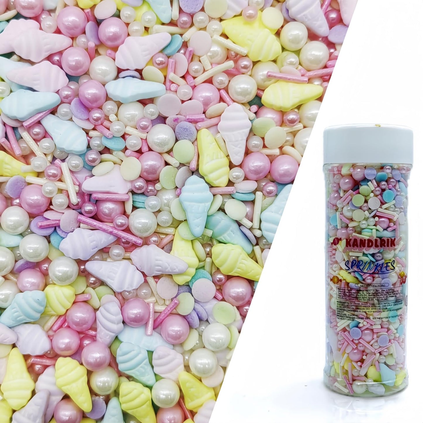 Ice Cream Sprinkles Candy Mix Size Edible Pearls Cake Decorations Cupcake Toppers Cookie Decorating Perfect for Wedding Party Valentine Halloween Christmas Supplies 4.58OZ