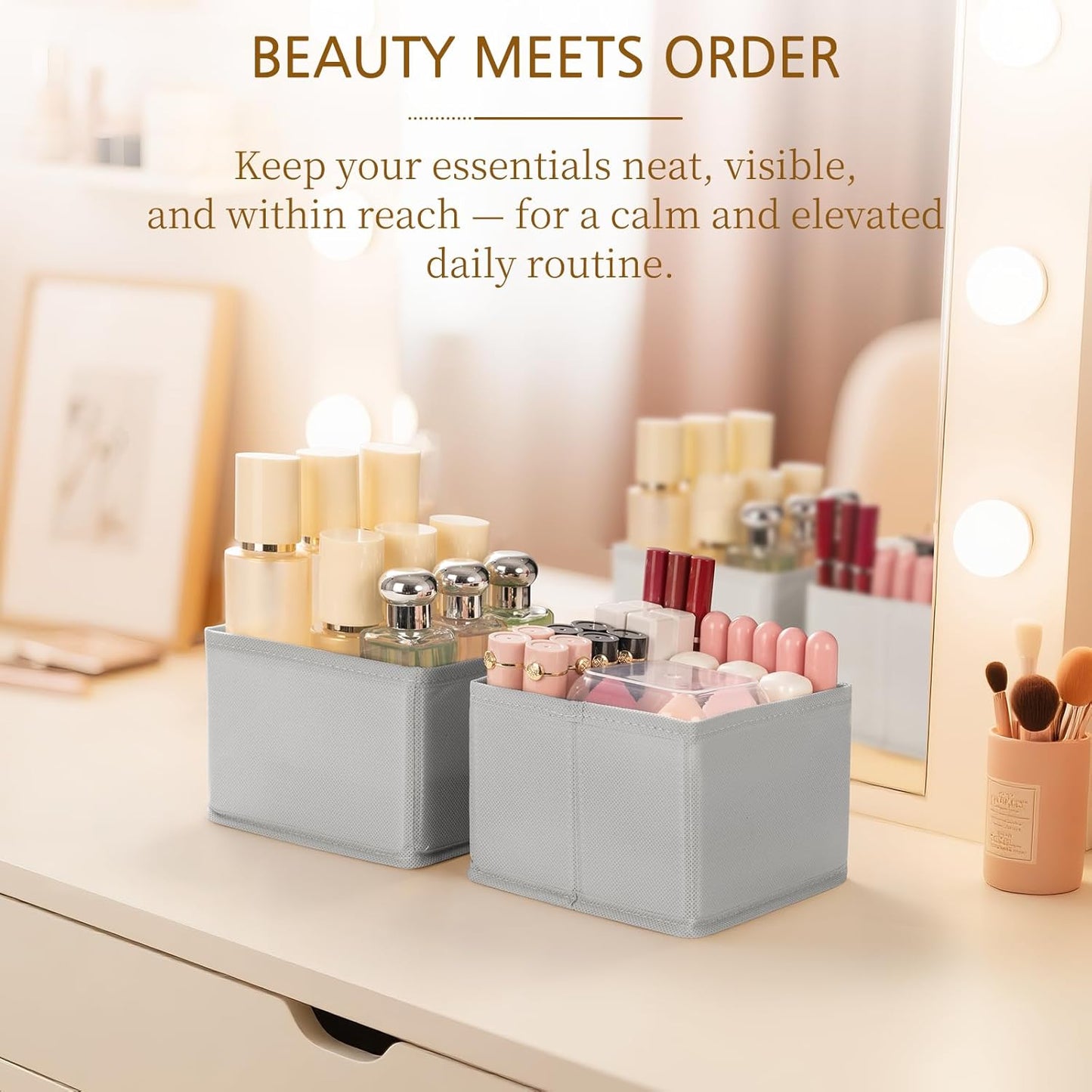 Criusia 15 Pack Drawer Organizer for Clothes, Foldable Dresser Dividers with 3 Sizes, Fabric Storage Bins – Gray