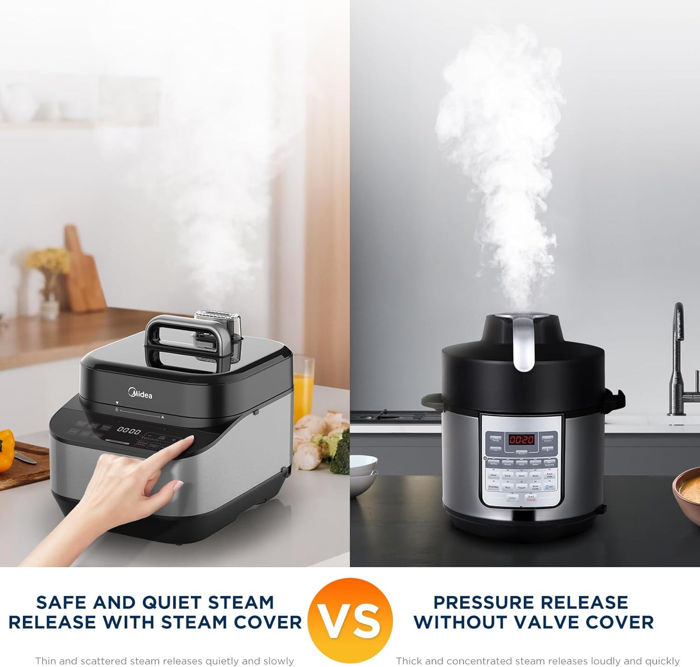 Midea Electric Pressure Cooker, 14° Inclined Panel, 8-in-1 Olla de Presion, Multi-Functional Programmable Slow Cooker, Rice Cooker, Steamer, Sauté Pan, Yogurt Maker and More, 5 Quart