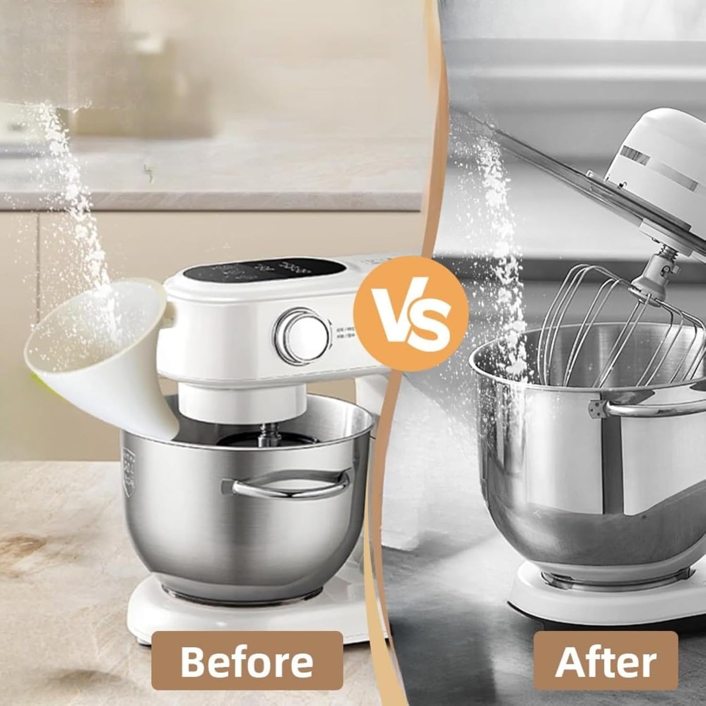 Flour Funnel for Kitchen Aid Mixer – Stand Mixer Attachment for KSM150 5-Quart Tilt-Head, Easy-Pour No-Mess Baking Tool, Fits Flour, Sugar & Egg Liquid, Dishwasher-Safe (red)