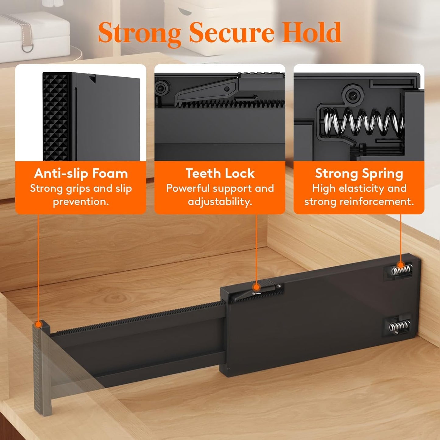 Lifewit 6 Pack Drawer Dividers 4" High, 11-17" Adjustable Drawer Organizers for Clothes, Expandable Dresser Separators in Bedroom/Bathroom/Kitchen/Fridge/Office Organization and Storage, Black