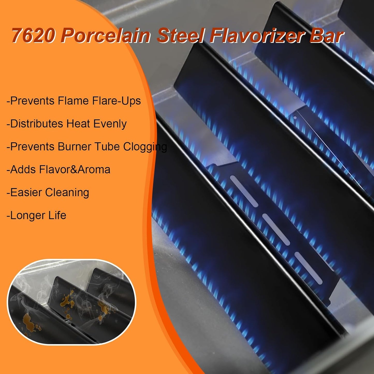 Grill Parts Replacement For Weber Genesis 300 Series E310, E320,E330,S310, S320, S330, EP310, EP320, EP330 with Front-Mounted Control,7620 Flavor Bar 62752 Burner 7524 Grates,7622 Heat Deflector