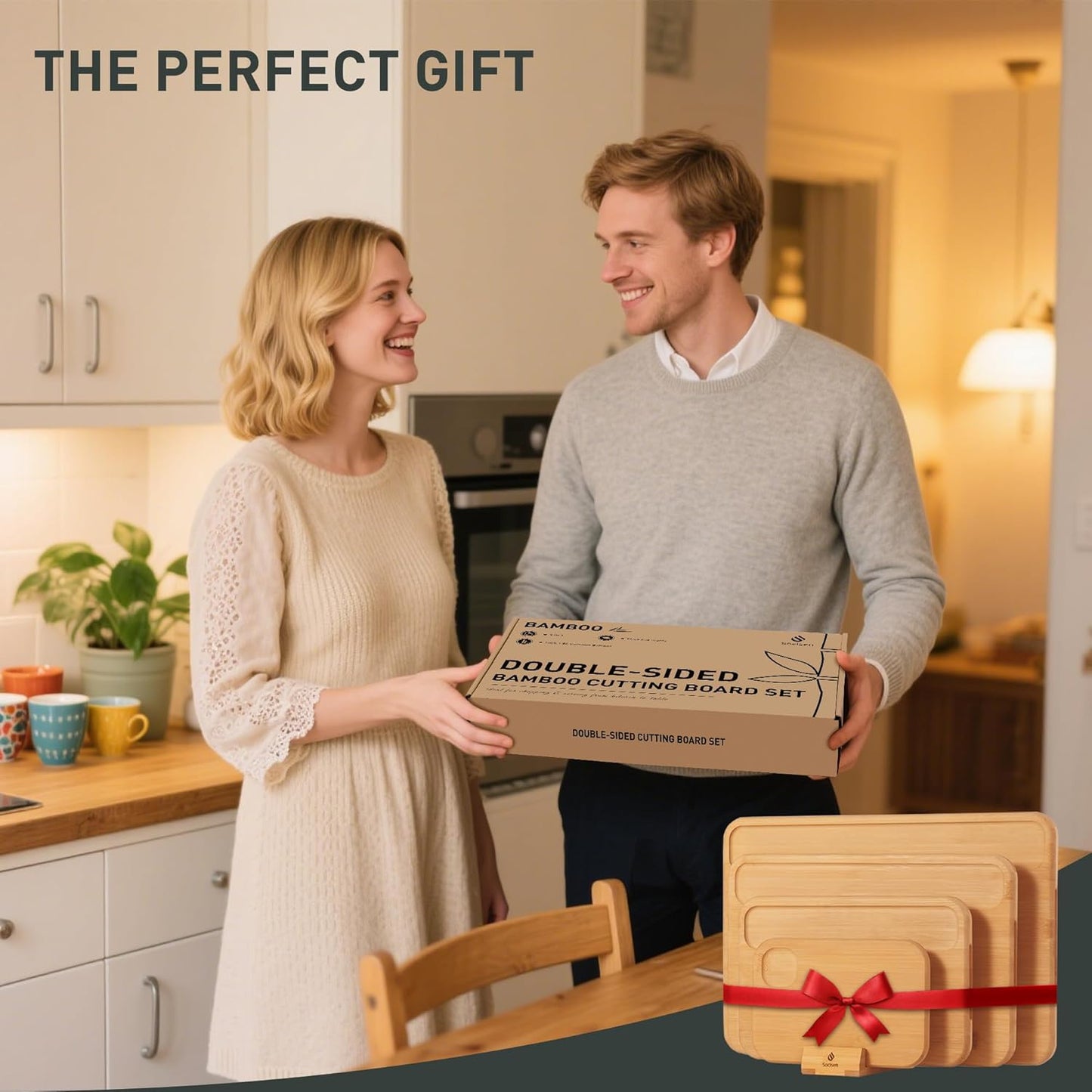 4 Packs Bamboo Cutting Board Set with Holder Over Sink Day Gifts Best Mama Mommy Bonus Busy Mom Ever Christmas Xmas Birthday Law Step Stepmom Stepmother Who Have Everything Good Unique Useful Present