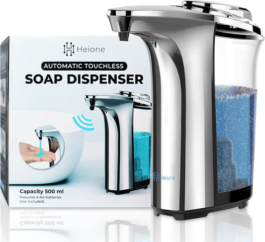 Automatic Soap Dispenser, Touchless, 17oz / 500L, Infrared Motion Sensor, 5 Adjustable Liquid Levels, Large Capacity, Suitable for Hands, Bathroom, Sinks, Office, Kitchen, Wall Mount or Countertop.