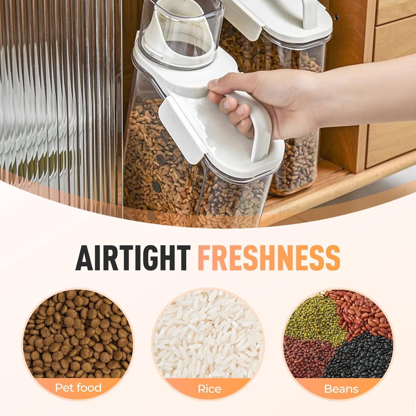 Clear Airtight Food Storage Containers, Transparent Cereal Dry Food Storage with Pouring Spout, for Flour, Sugar and Cereal (95oz white)