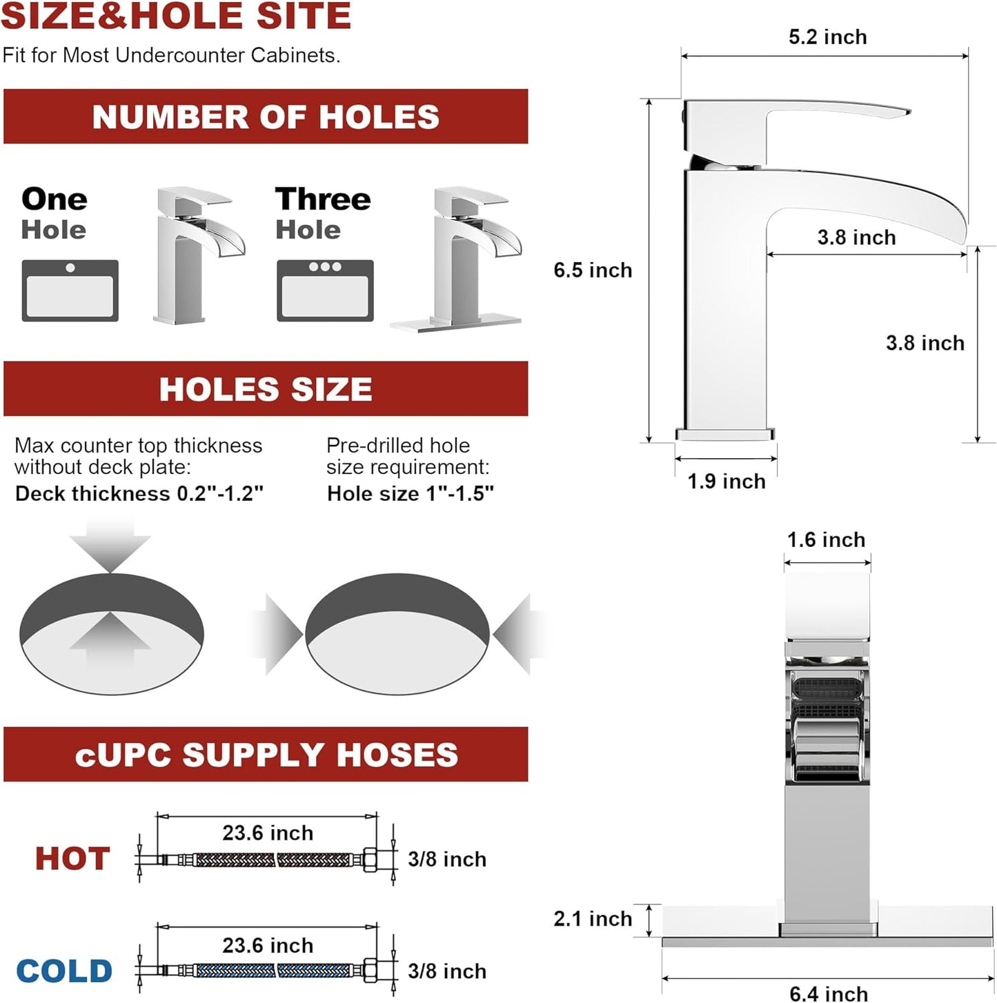 Polished Chrome Bathroom Faucet 1 Hole Waterfall, Vanity Faucet for Sink Single Handle Modern Mixer Tap with Pop-up Drain Stopper for Lavatory Farmhouse RV