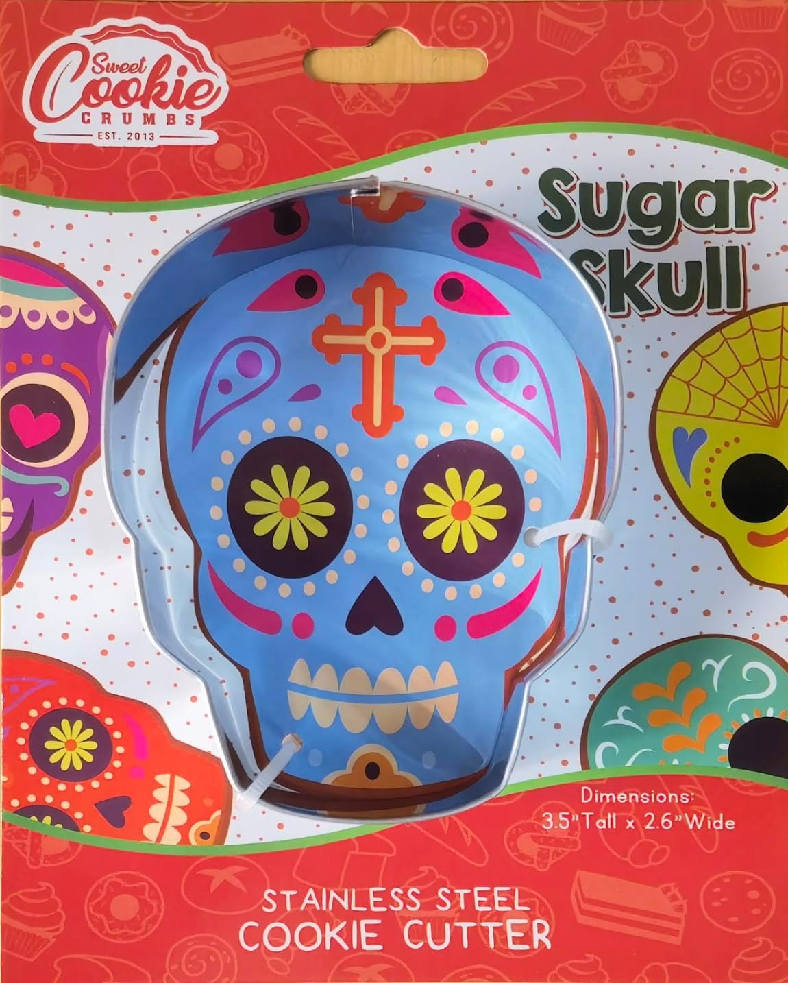 Sugar Skull Cookie Cutter, Food Grade Premium Stainless Steel, Dishwasher Safe